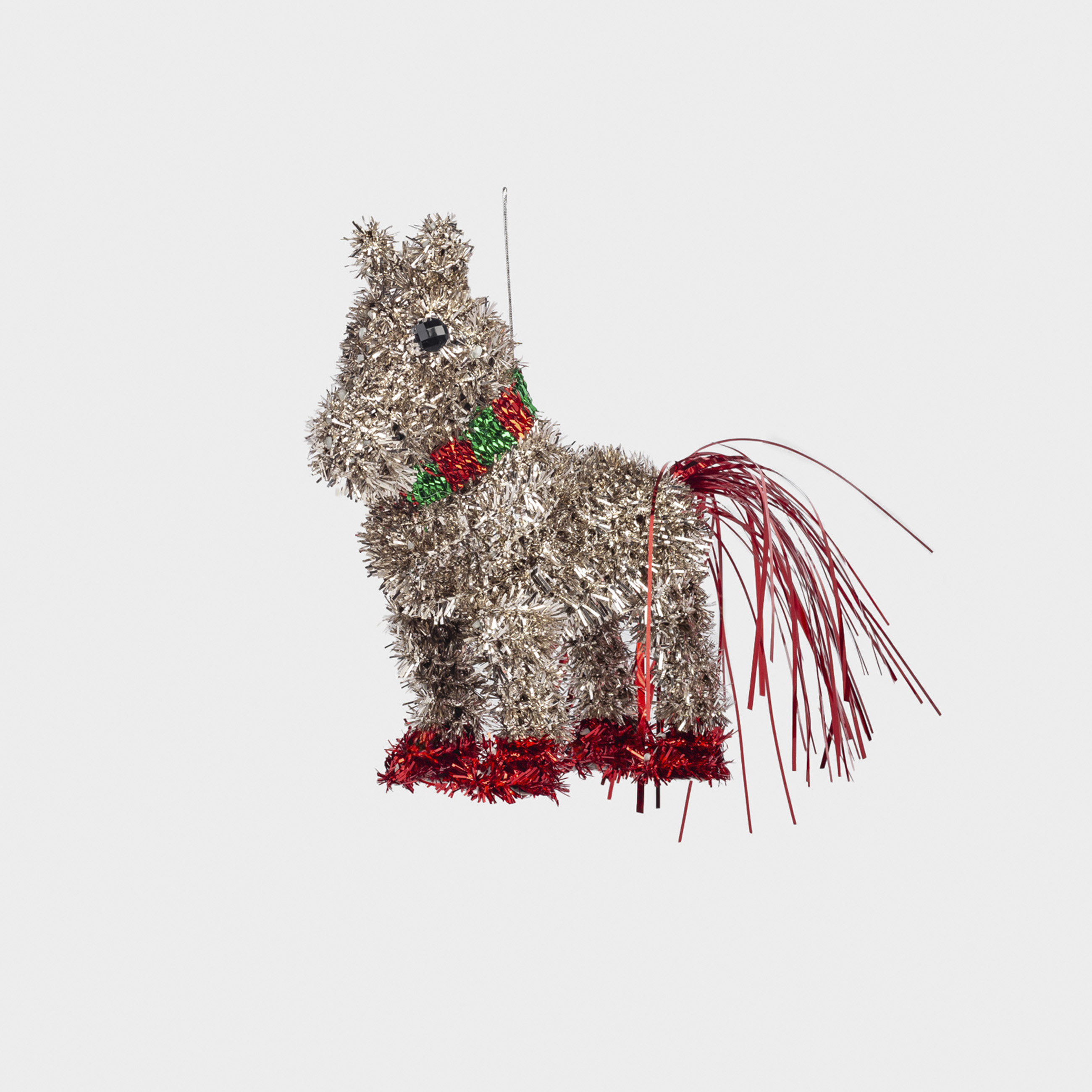 Игрушка елочная, 16 см, мишура/пластик, золотисто-красная, Лошадь, Tinsel christmas, image-0