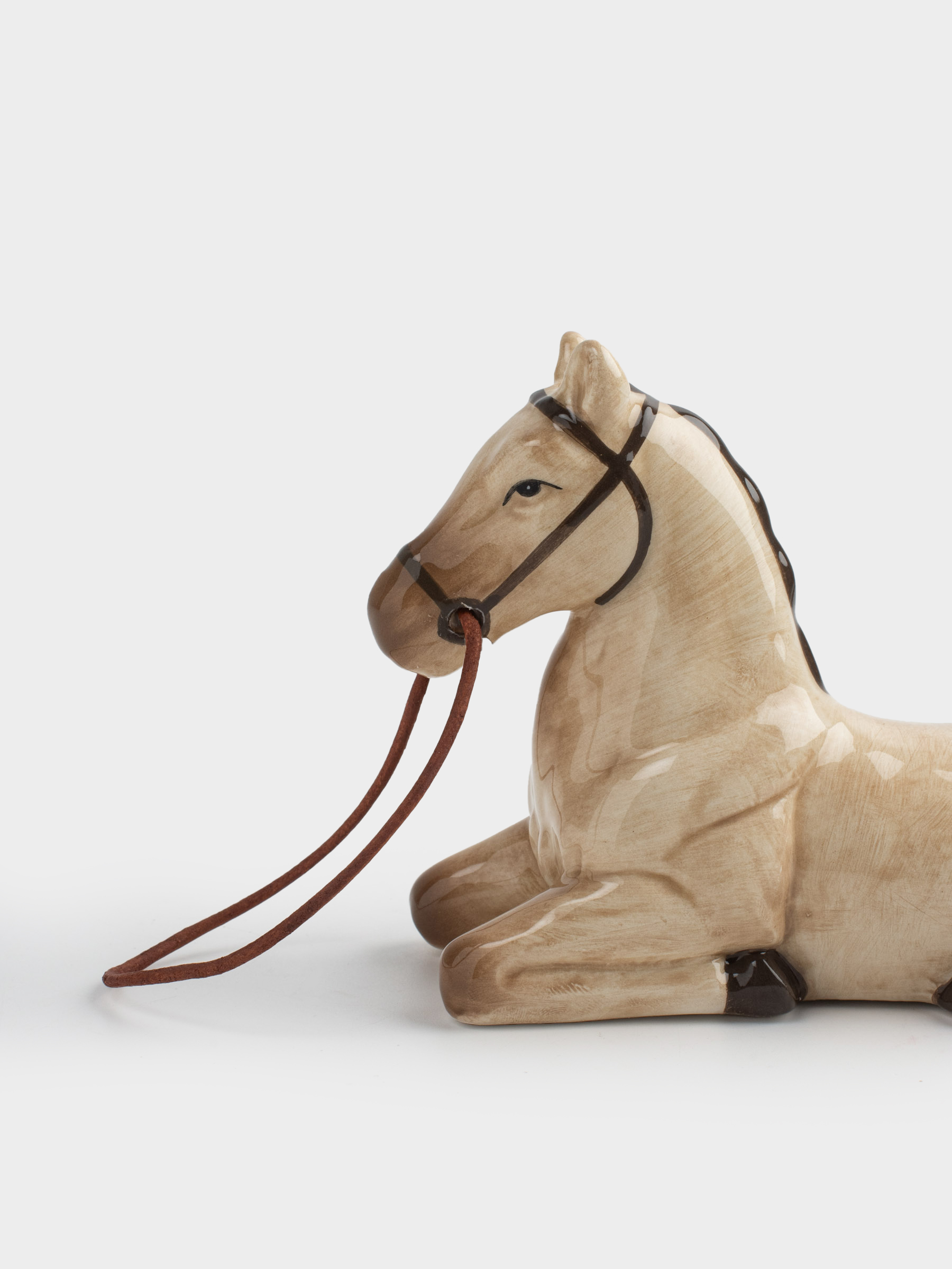 Статуэтка, 10 см, керамика/искусственная кожа, бежевая, Конь, Natural horse, image-2