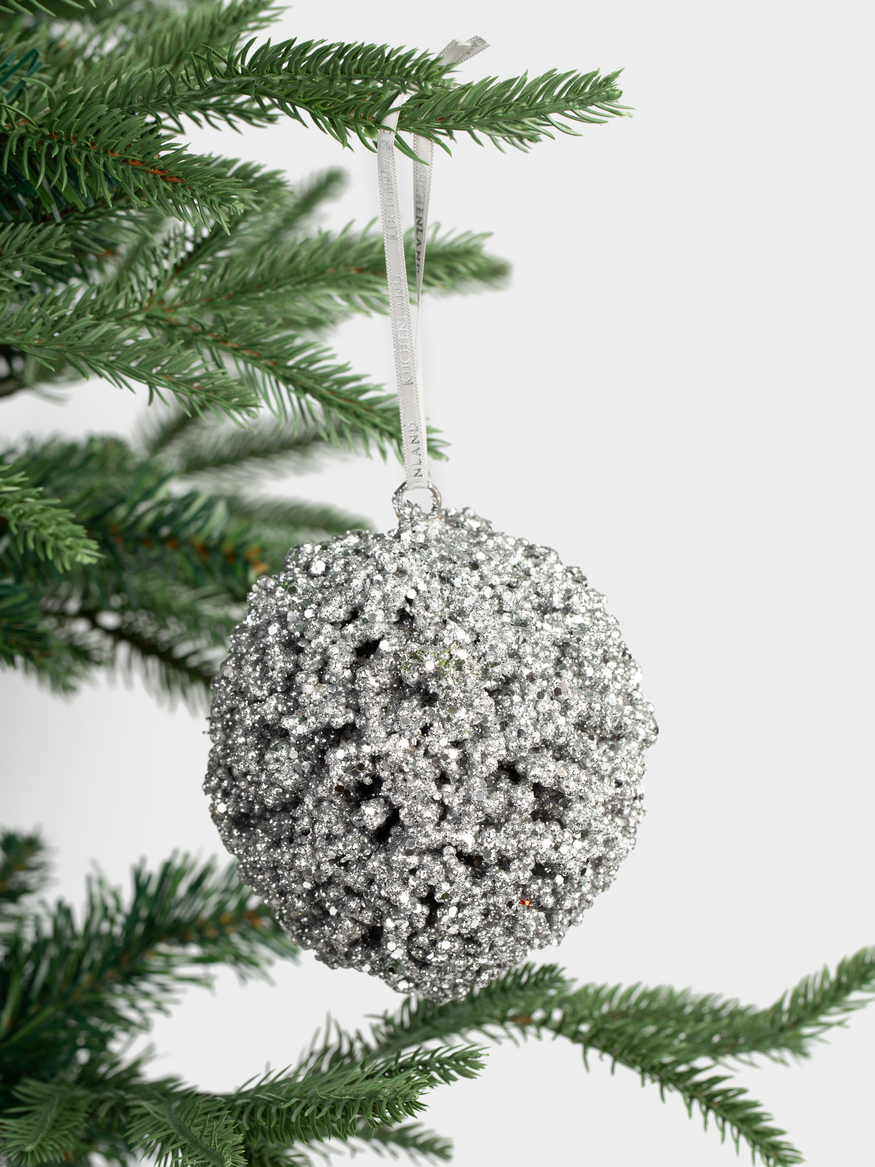 Игрушка елочная, 10 см, пластик/металл, серебристая, Шар, Ball sparkle, image-2