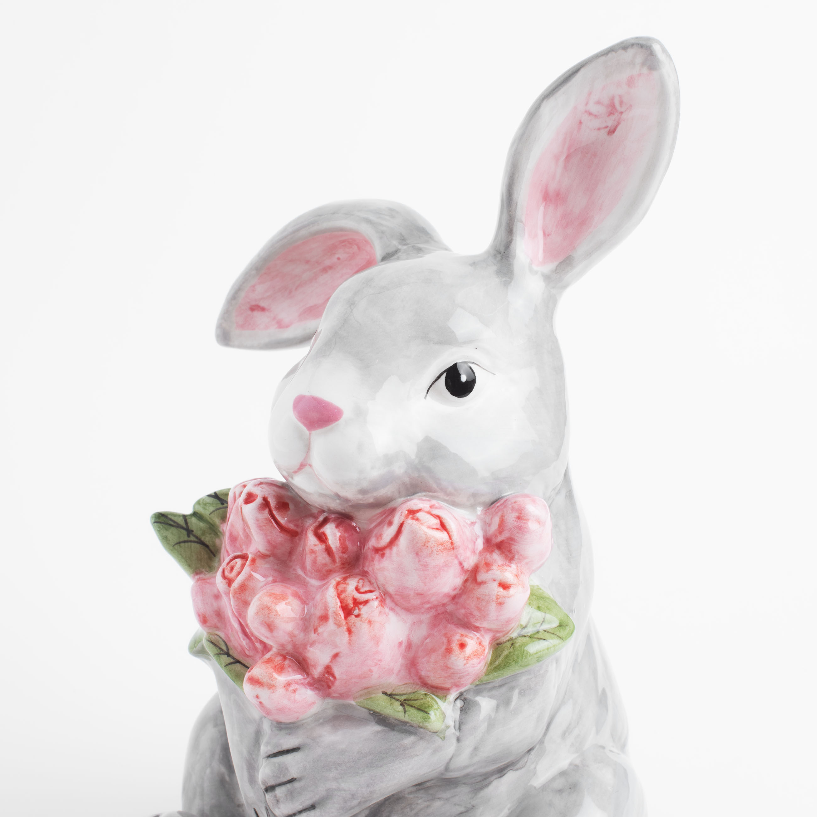 Статуэтка, 23 см, керамика, серая, Кролик с тюльпанами, Pure Easter изображение № 6