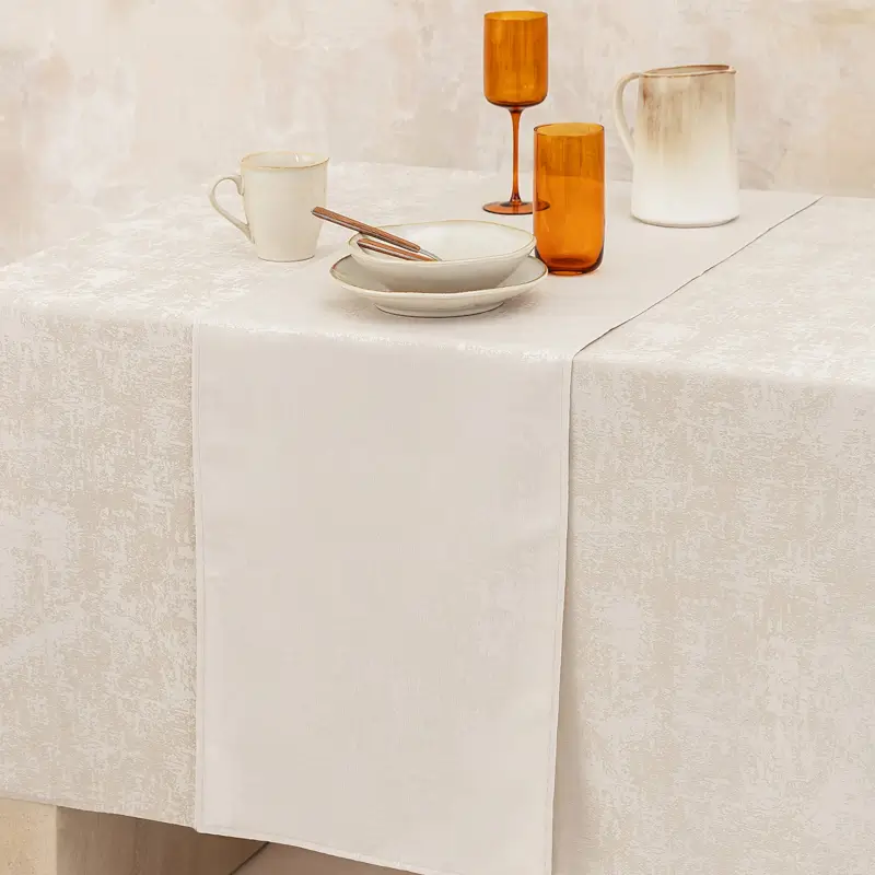Дорожка настольная, 40х160 см, полиэстер, бежевая, Jacquard ,image-0