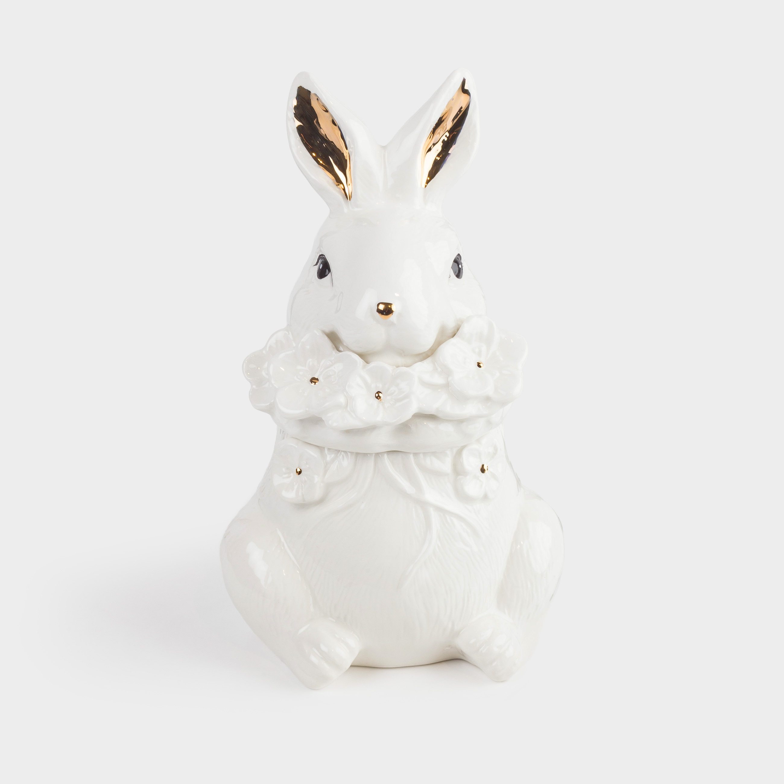 Емкость для хранения, 13х21 см, 500 мл, керамика, бело-золотистая, Easter gold, image-0