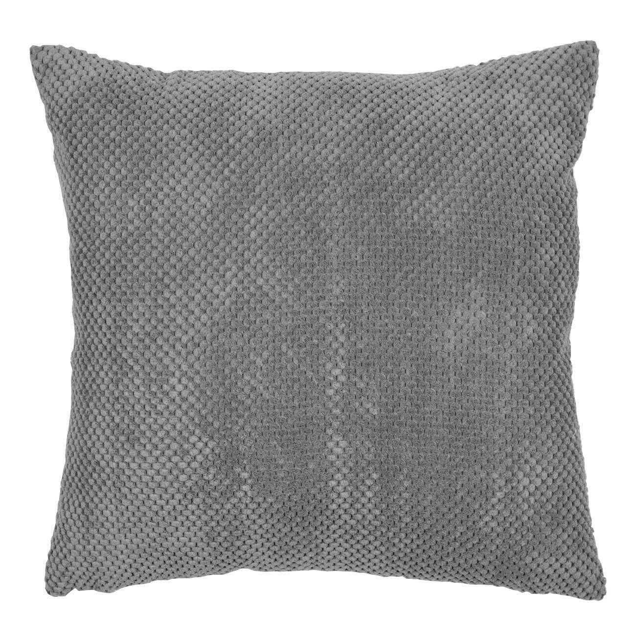 

Подушка декоративная, 45х45, фланель, серая, Решетка, Flannel
