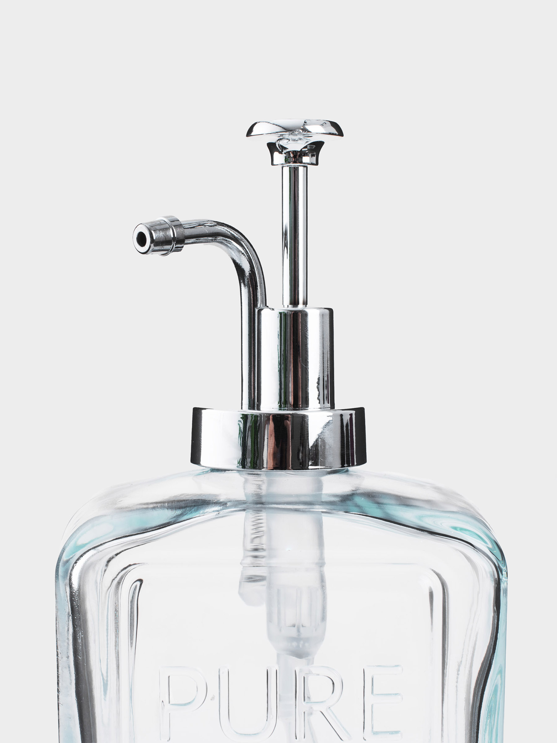 Диспенсер для жидкого мыла, 550 мл, стекло/пластик, серебристый, Pure soap, Clear title, image-5