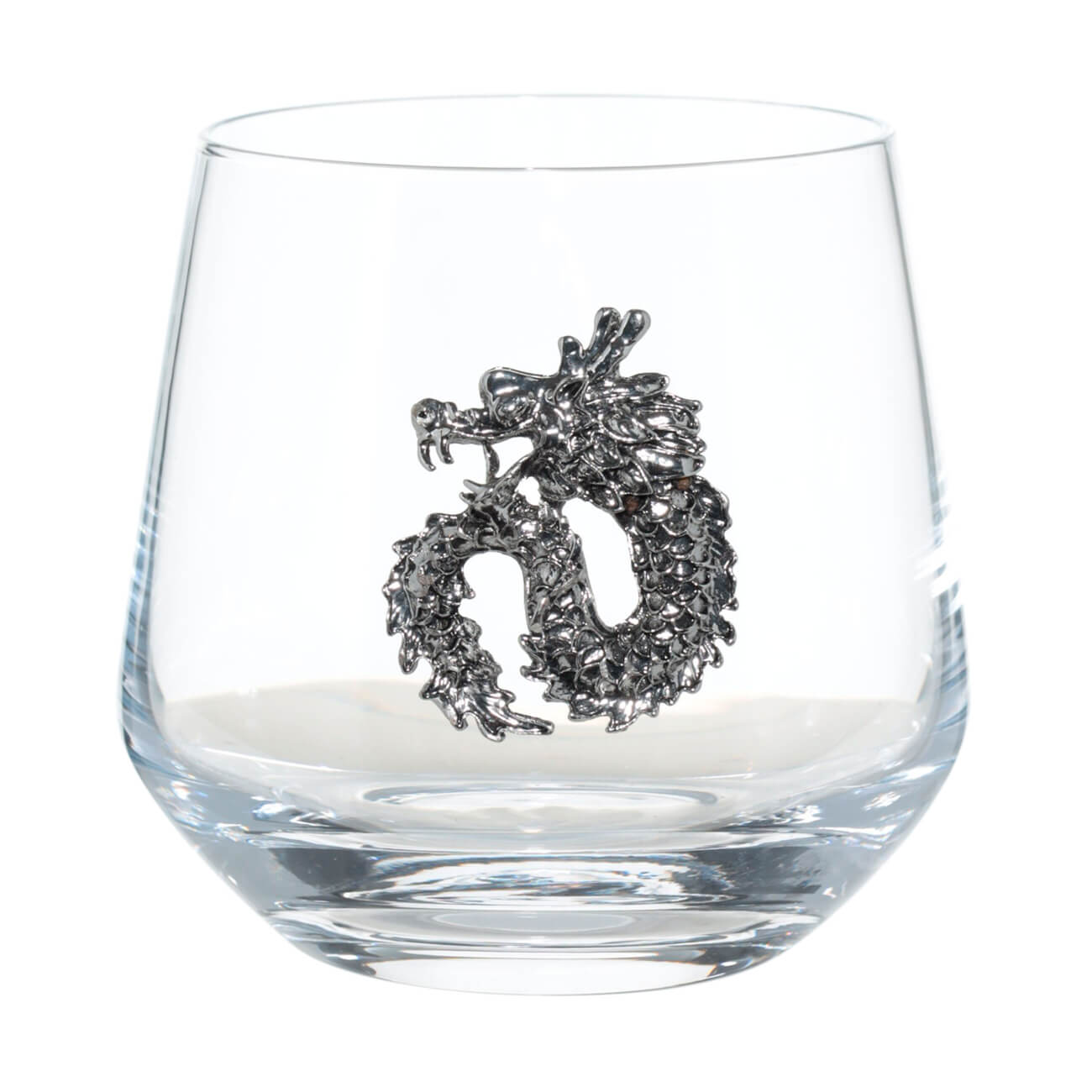 Стакан для виски, 370 мл, стекло/металл, Серебристый дракон, Lux elements elements бокалы для виски 2 шт