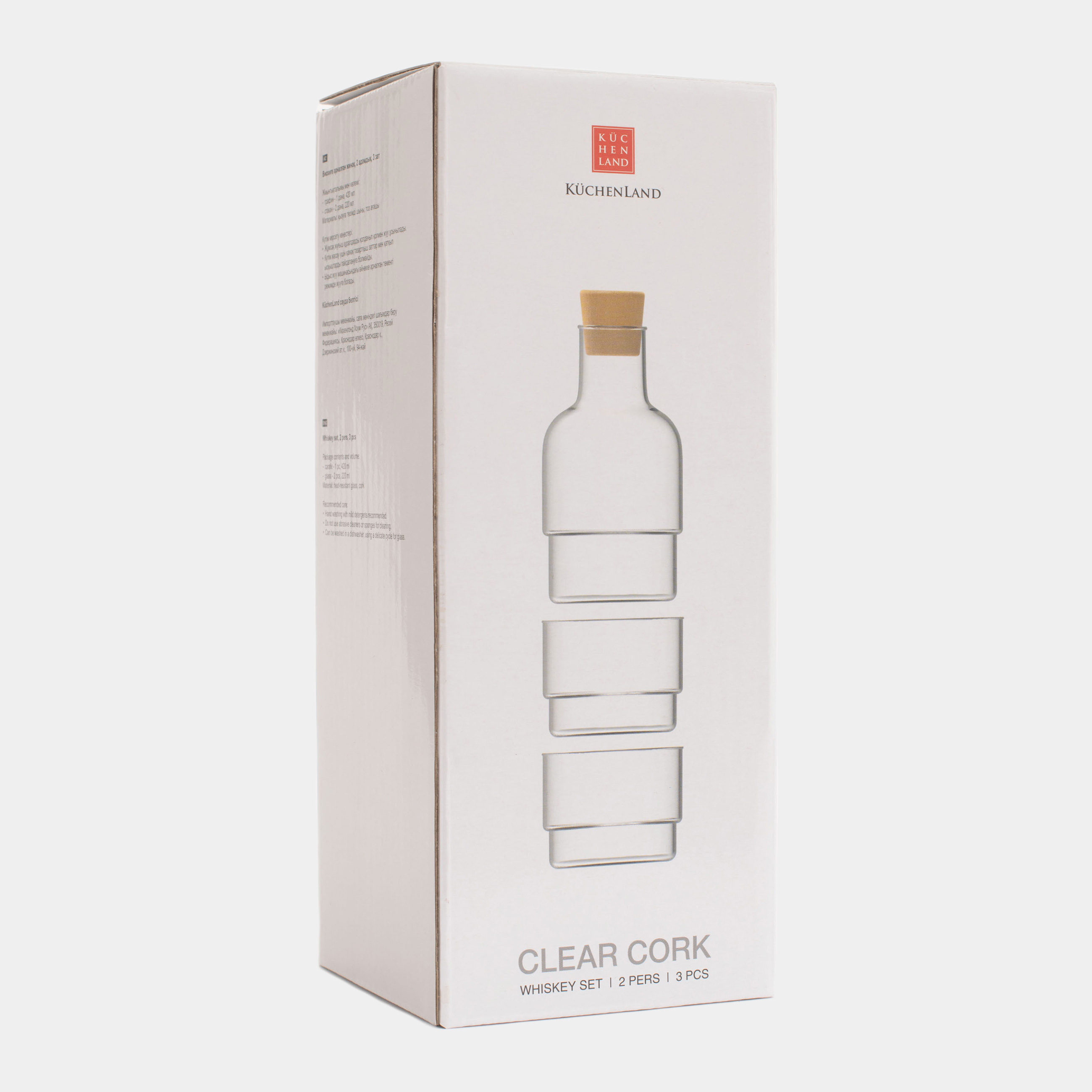 Набор для виски, 2 перс, 3 пр, графин/стаканы, стекло Б/пробка, Clear cork изображение № 6