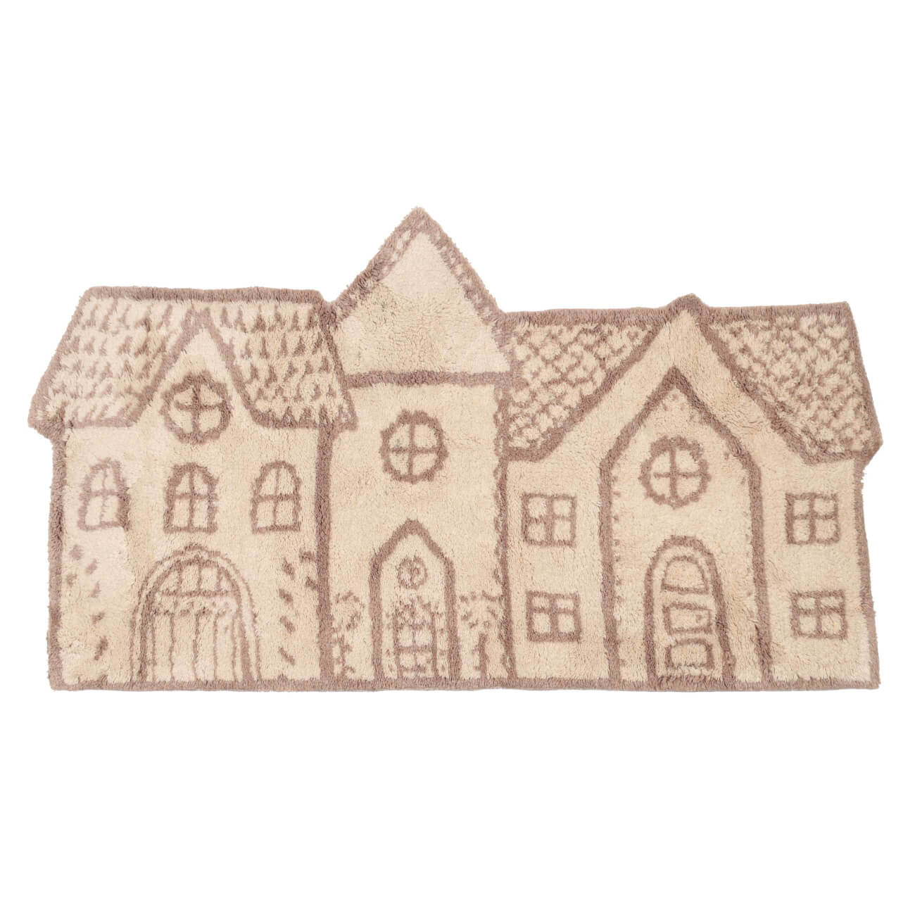 Коврик, 50x80 см, полиэстер, бежево-коричневый, Дома, Frosty sparks - фото 1