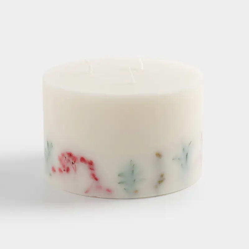 Свеча ароматическая, 7 см, три фитиля, с сухоцветами, белая, Sage Fragrance, Balmy spring ,image-0
