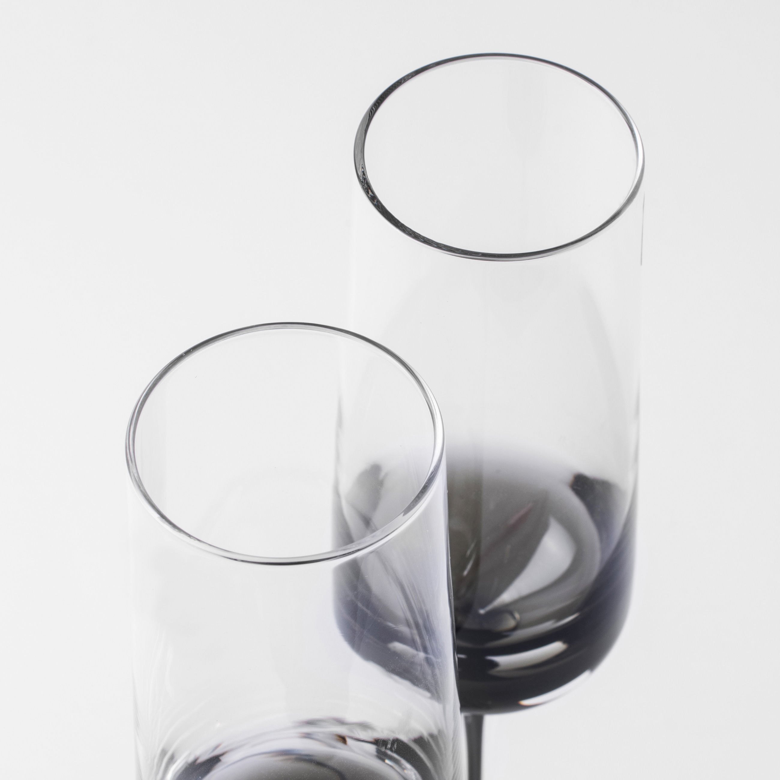 Бокал для шампанского, 220 мл, 2 шт, стекло, серый градиент, черная ножка, Stone color изображение № 3