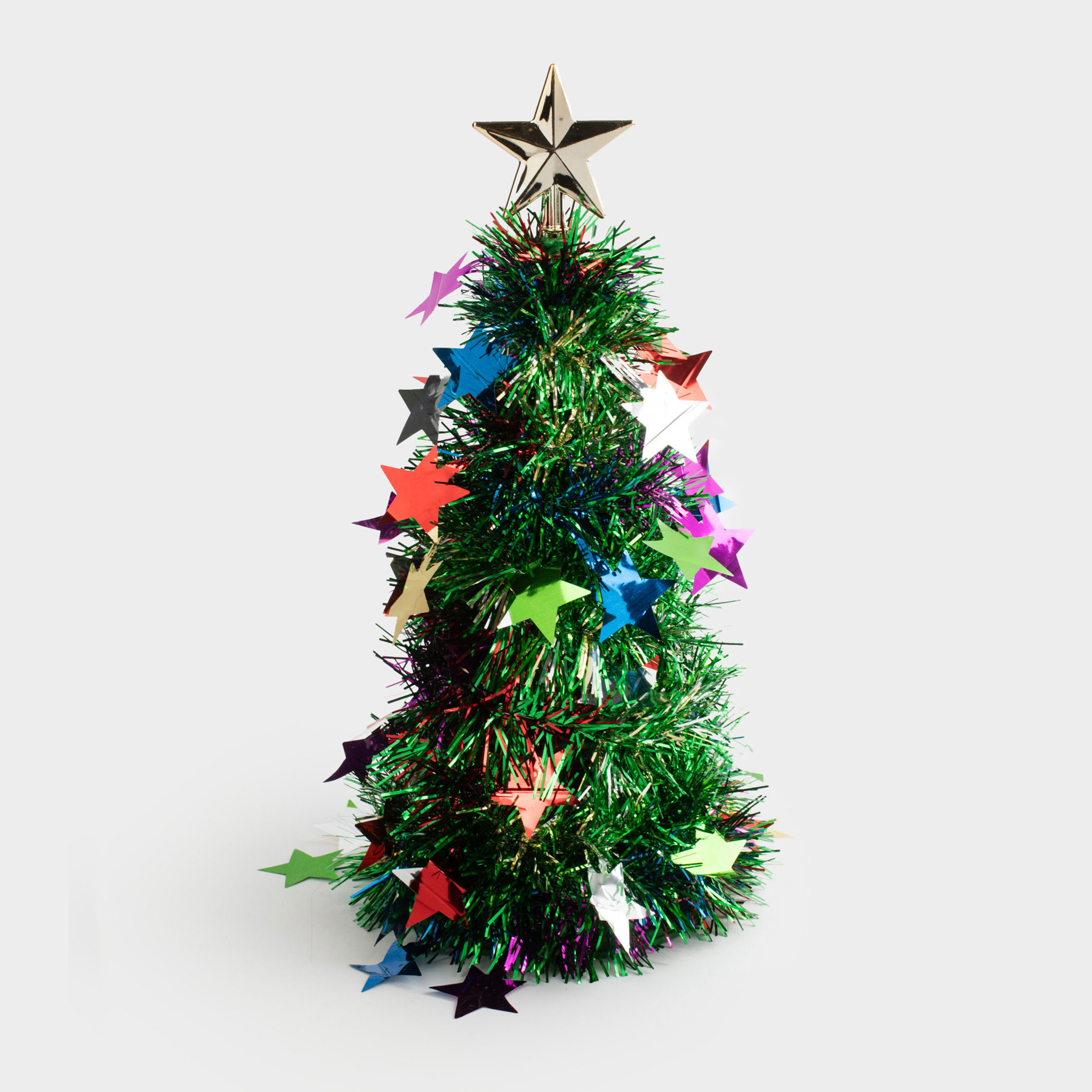 Ель искусственная, 30 см, мишура/пластик, зеленая, Звезды, Tinsel christmas, image-0