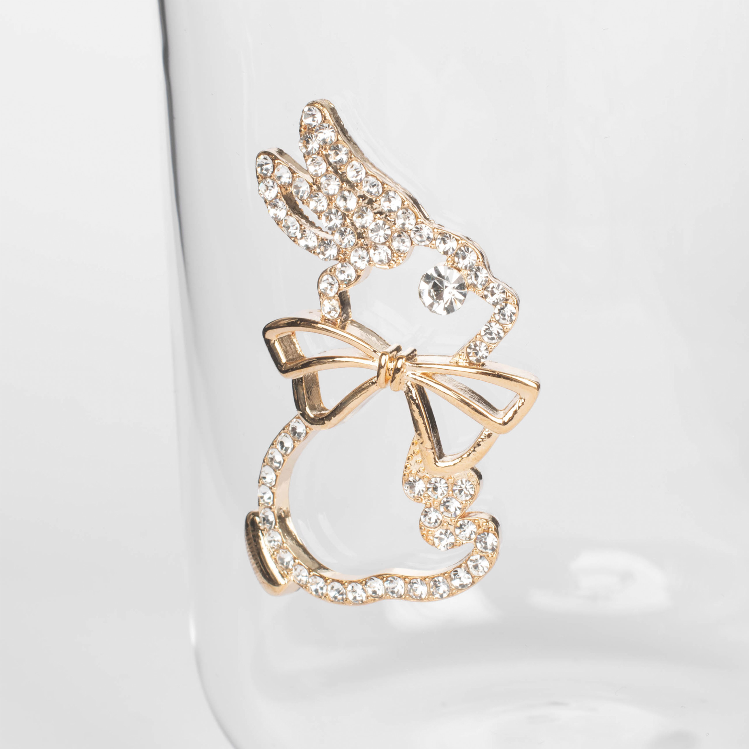 Кружка, 450 мл, стекло Б/металл, Золотистый кролик с бантом, Lux elements изображение № 4