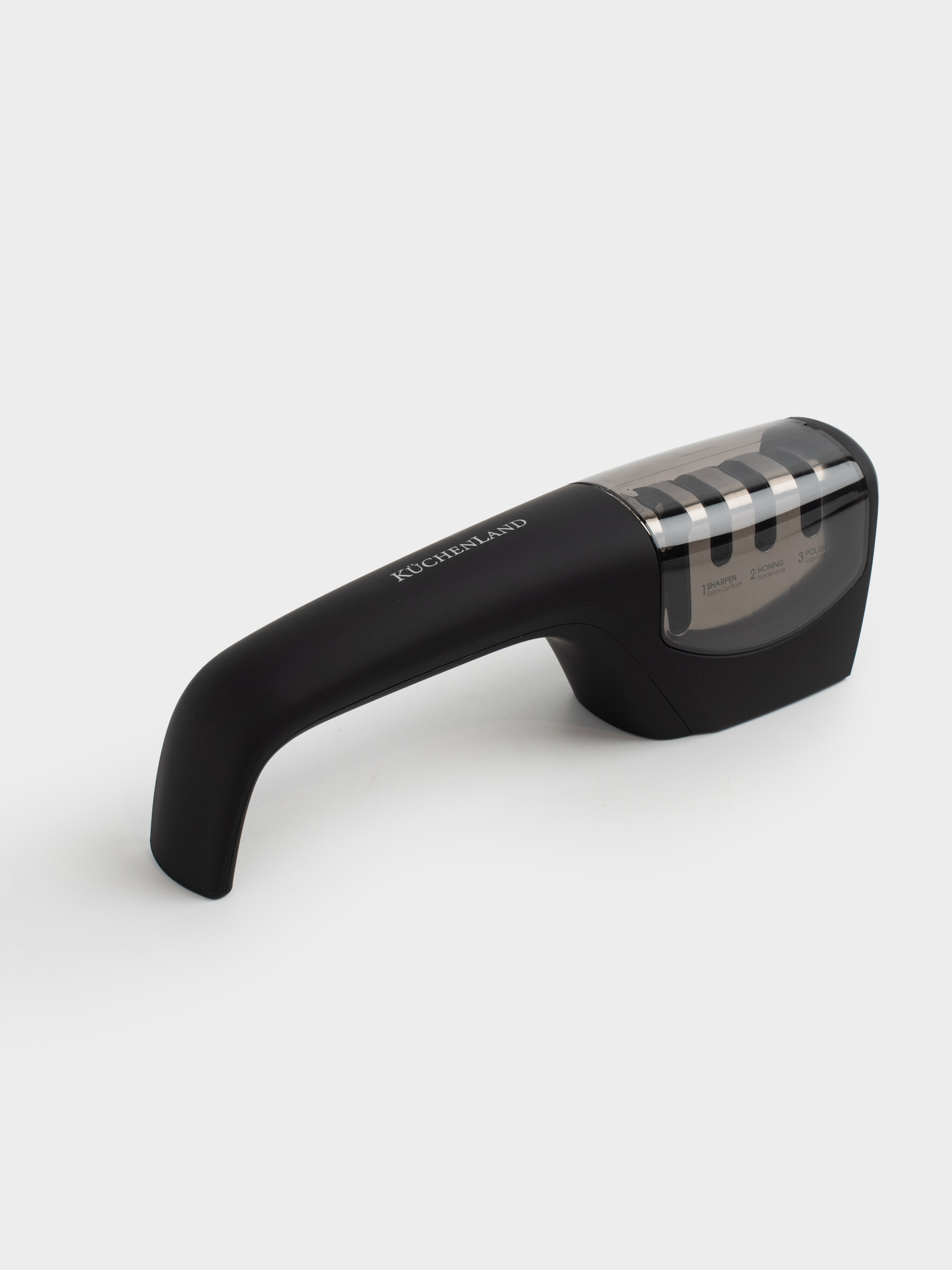 Точило для ножей и ножниц, 21 см, 3 этапа/4 вида заточки, пластик/керамика, черное, Liberica, image-1