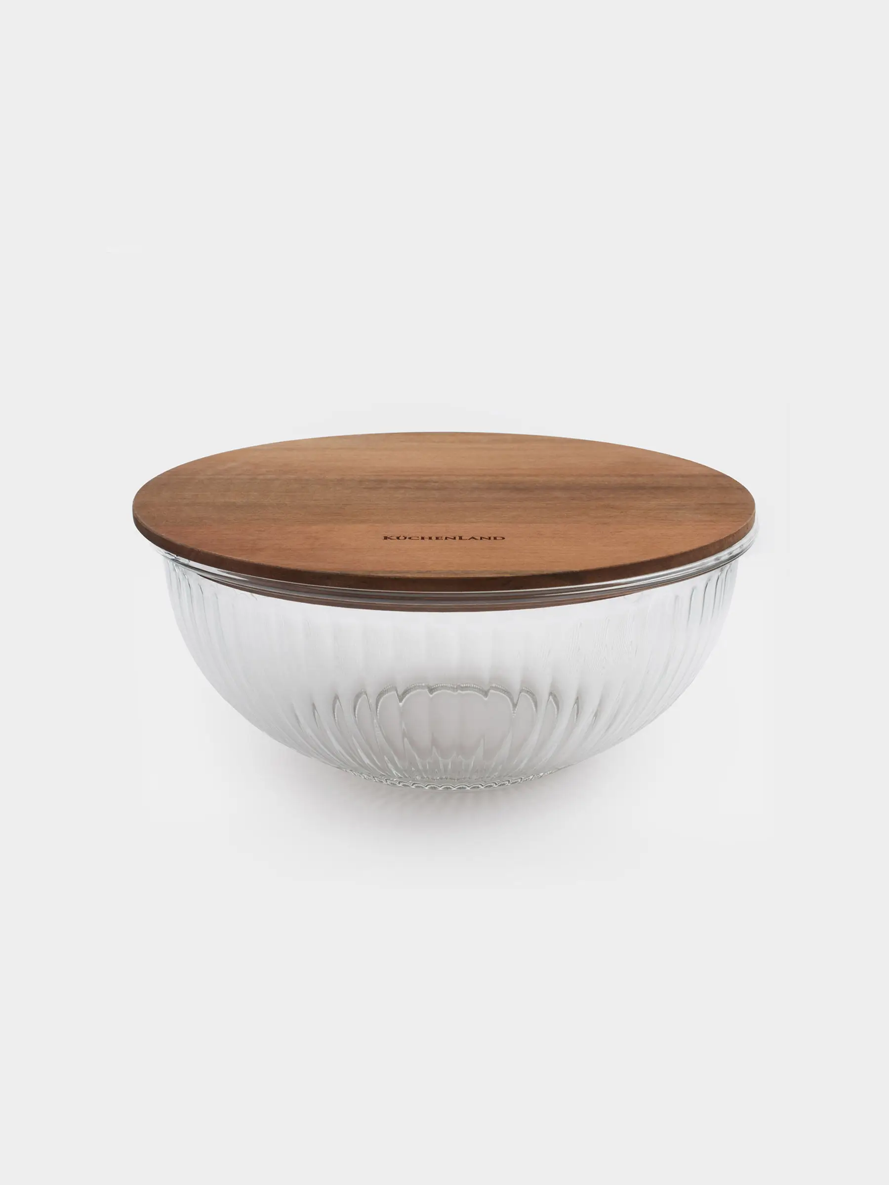 Миска, 2 л, с крышкой, стекло Т/дерево, Ravi wood