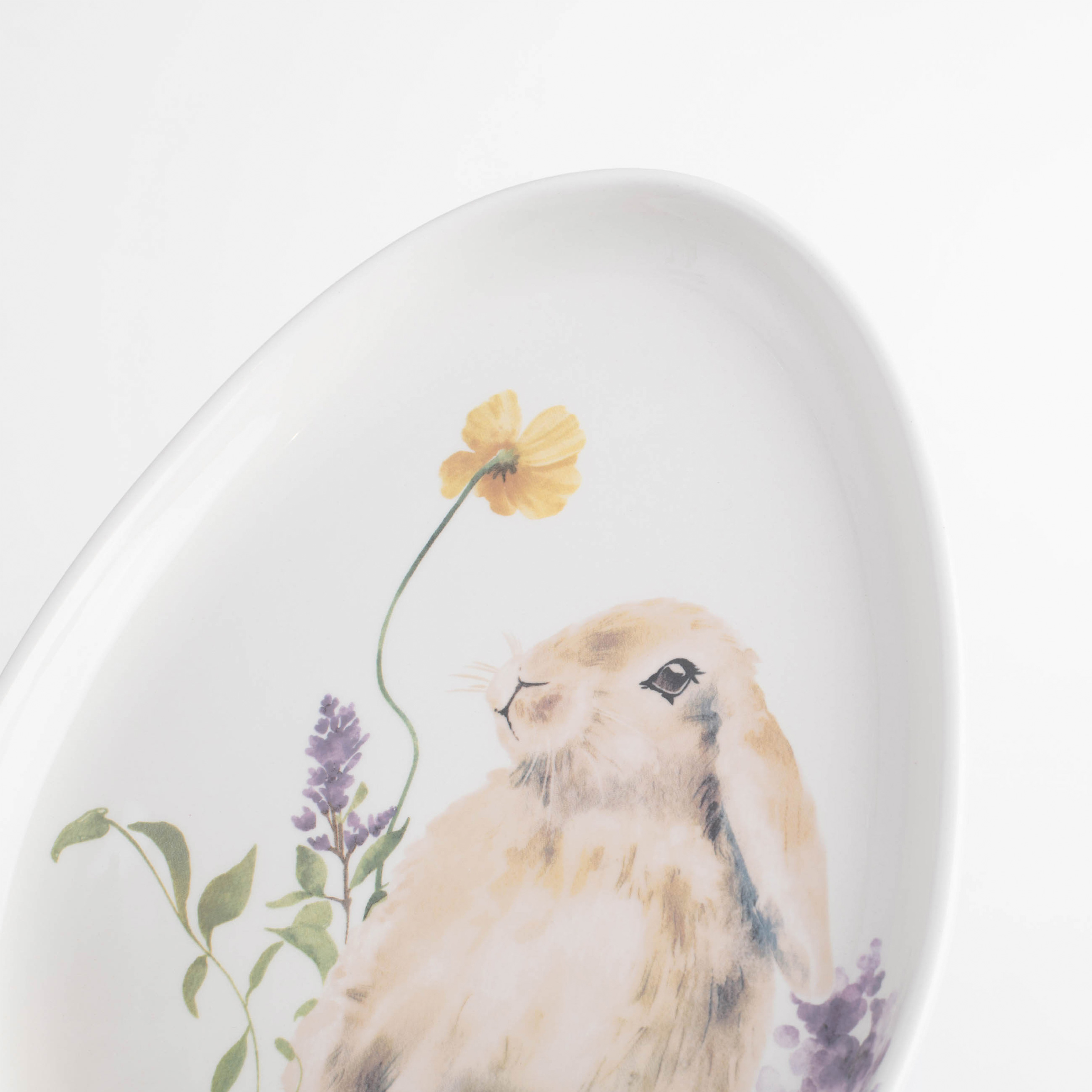 Блюдо, 25х20 см, керамика, белое, Яйцо, Кролик в цветах, Easter изображение № 4