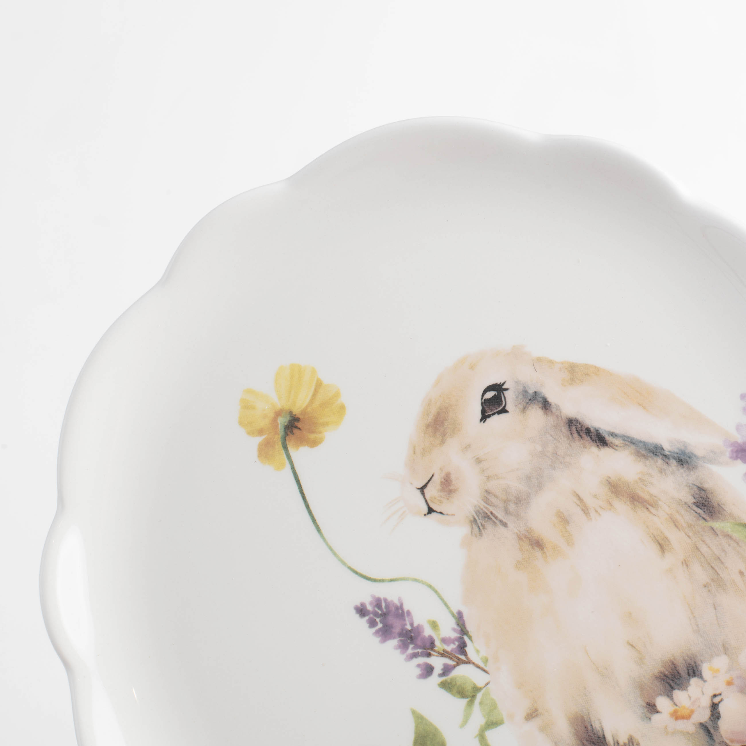 Тарелка десертная, 20 см, керамика, белая, Кролик в цветах, Easter изображение № 4