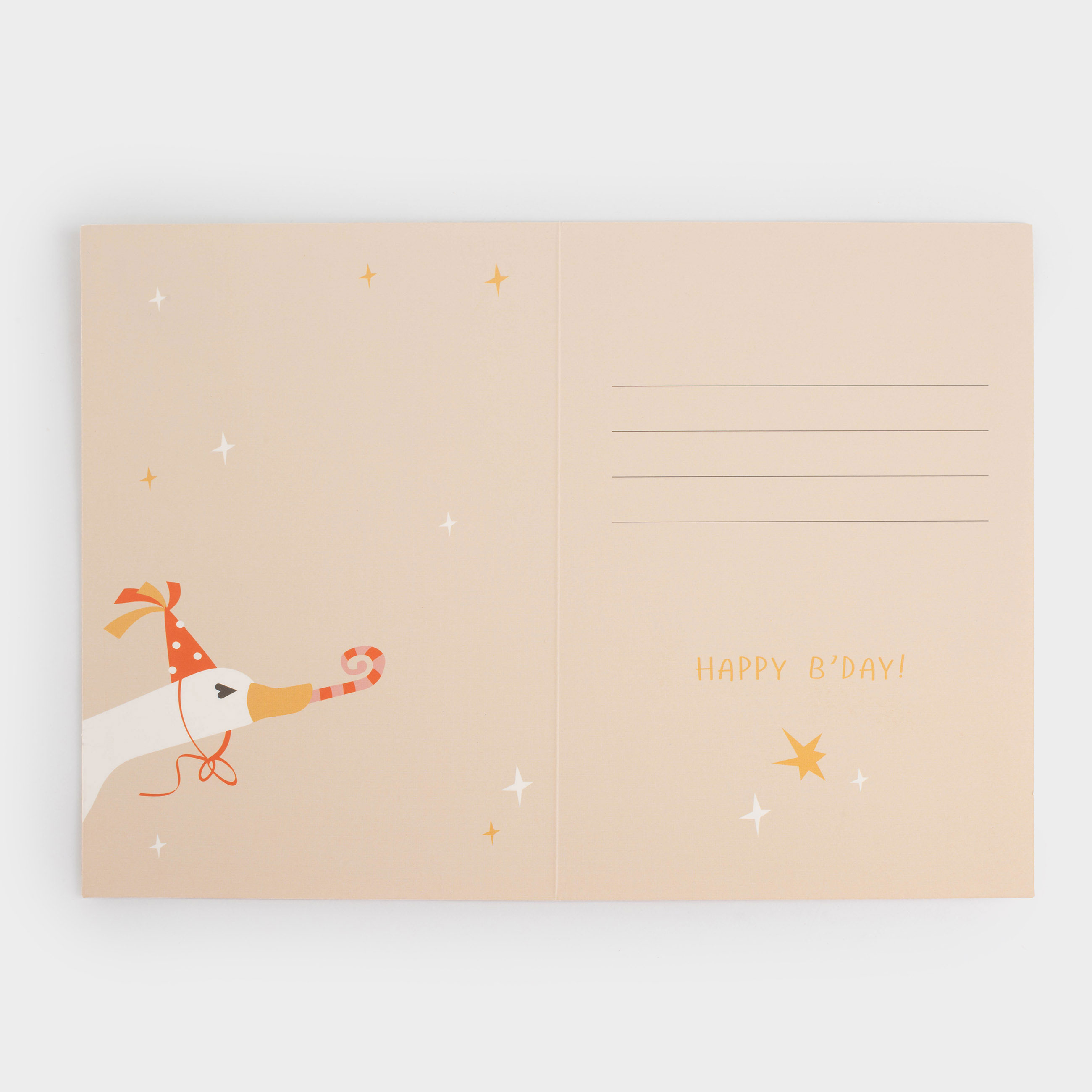 Открытка подарочная, 12х17 см, бумага, серая, Гуси, Birthday