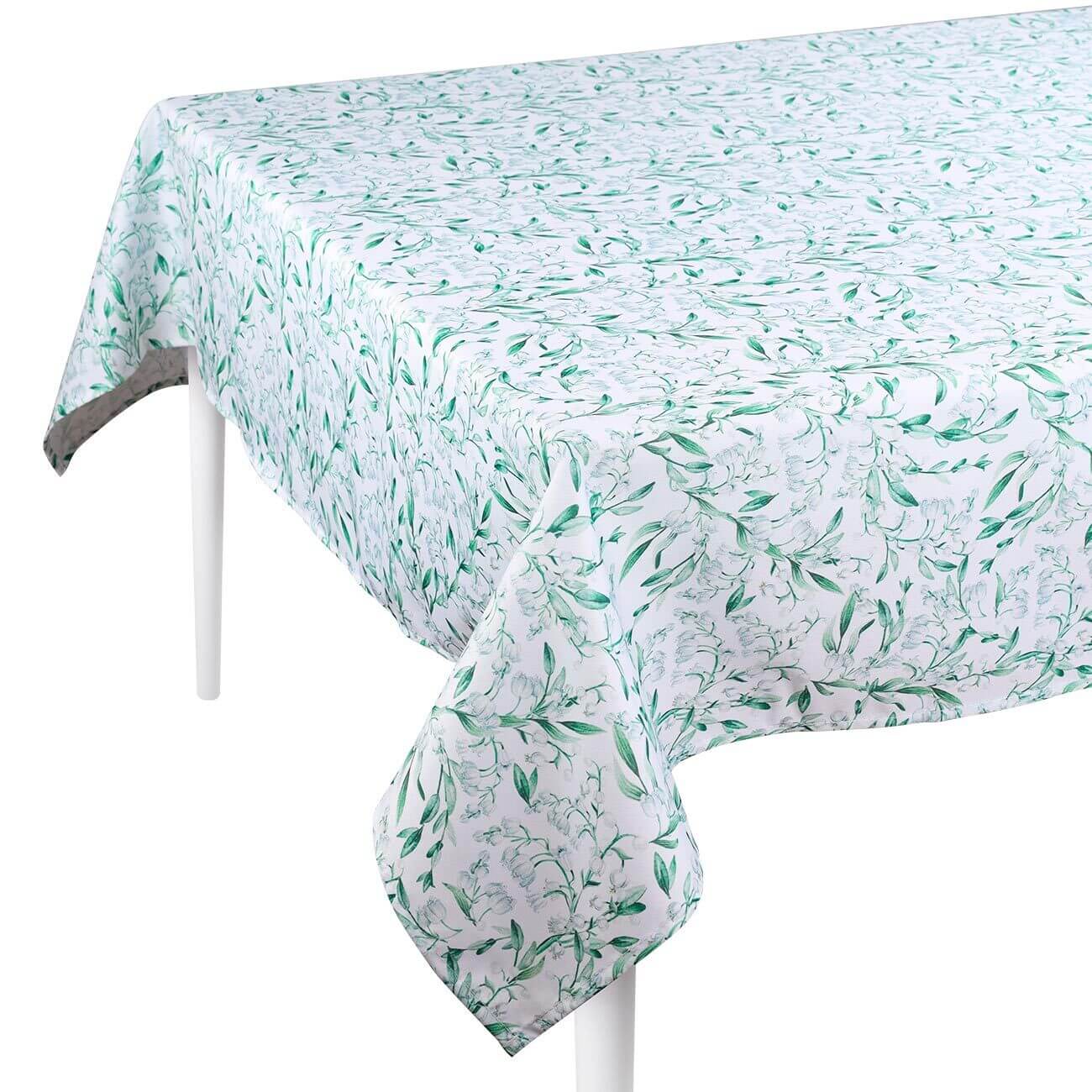 

Скатерть, 170х250 см, с покрытием Teflon, полиэстер, белая, Ландыши, May-lily
