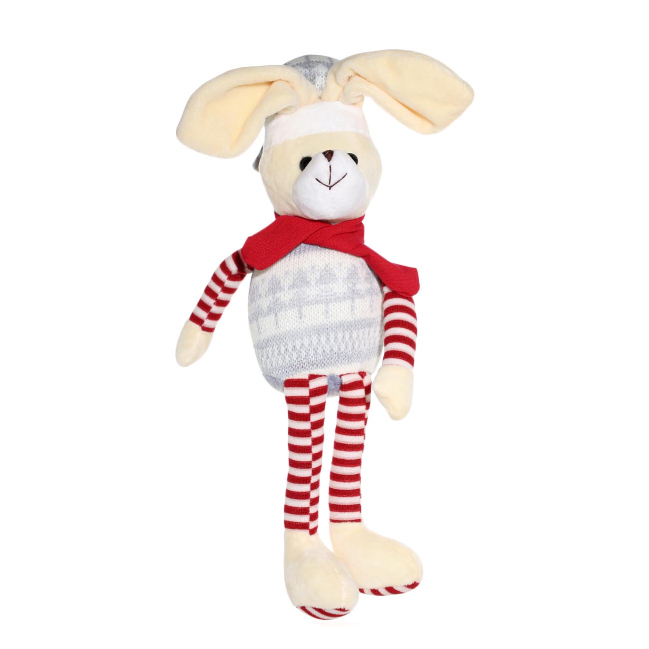Игрушка, 41 см, мягкая, полиэстер, бежевая, Кролик в полосатых штанах, Rabbit - фото 1