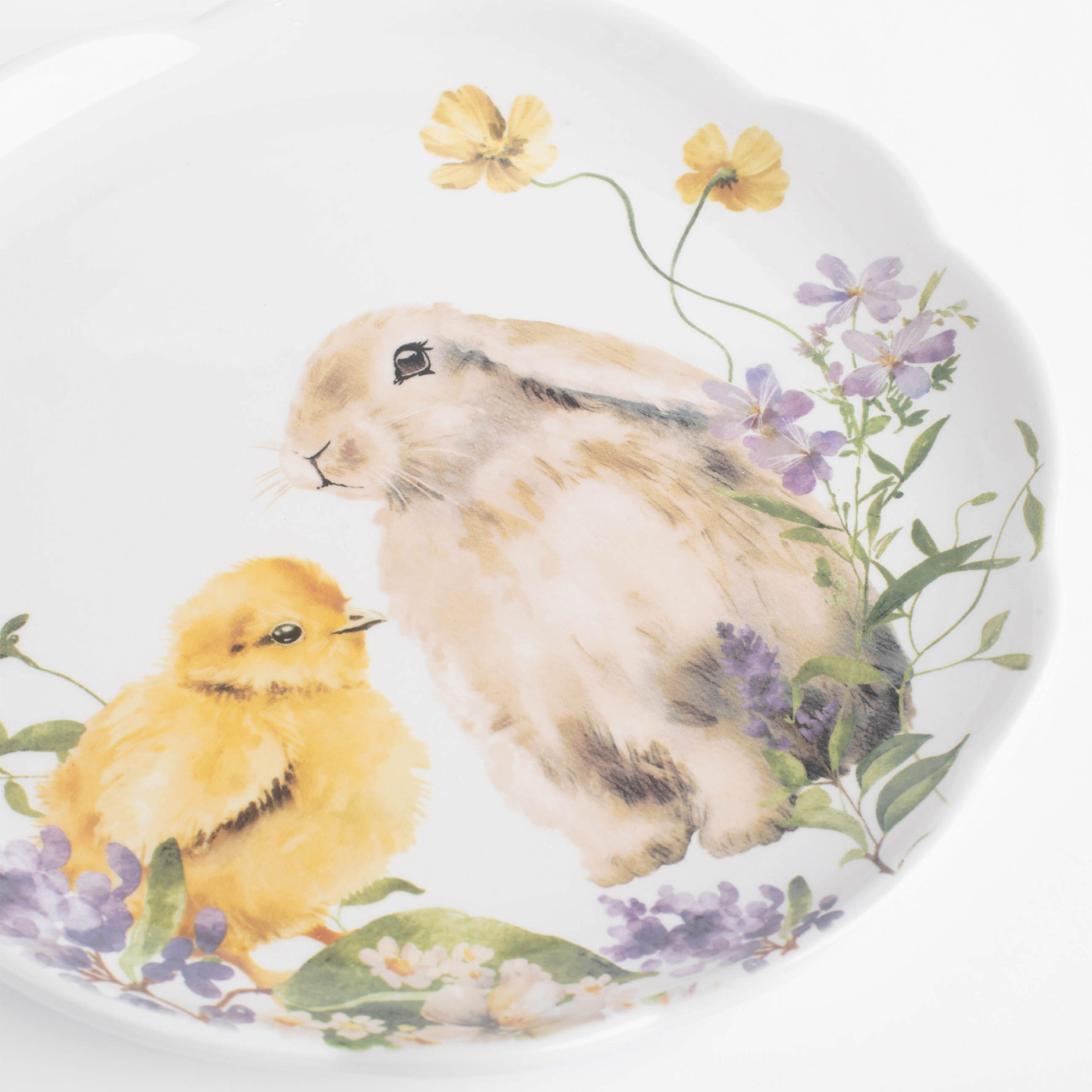 Тарелка закусочная, 24 см, керамика, белая, Кролик и цыпленок в цветах, Easter изображение № 4