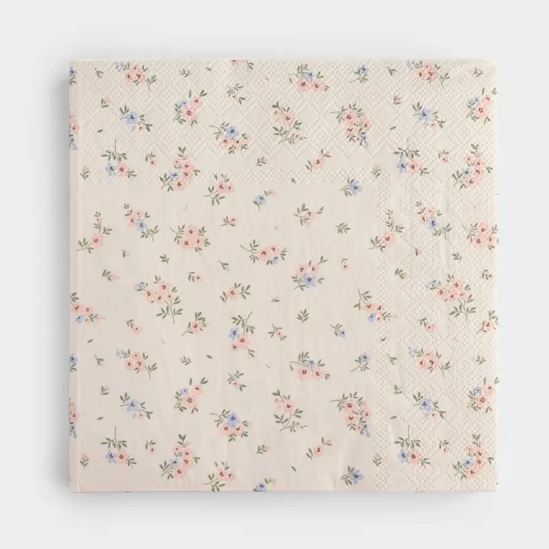Салфетки бумажные, 33х33 см, 20 шт, квадратные, белые, Цветы, Tiny flower