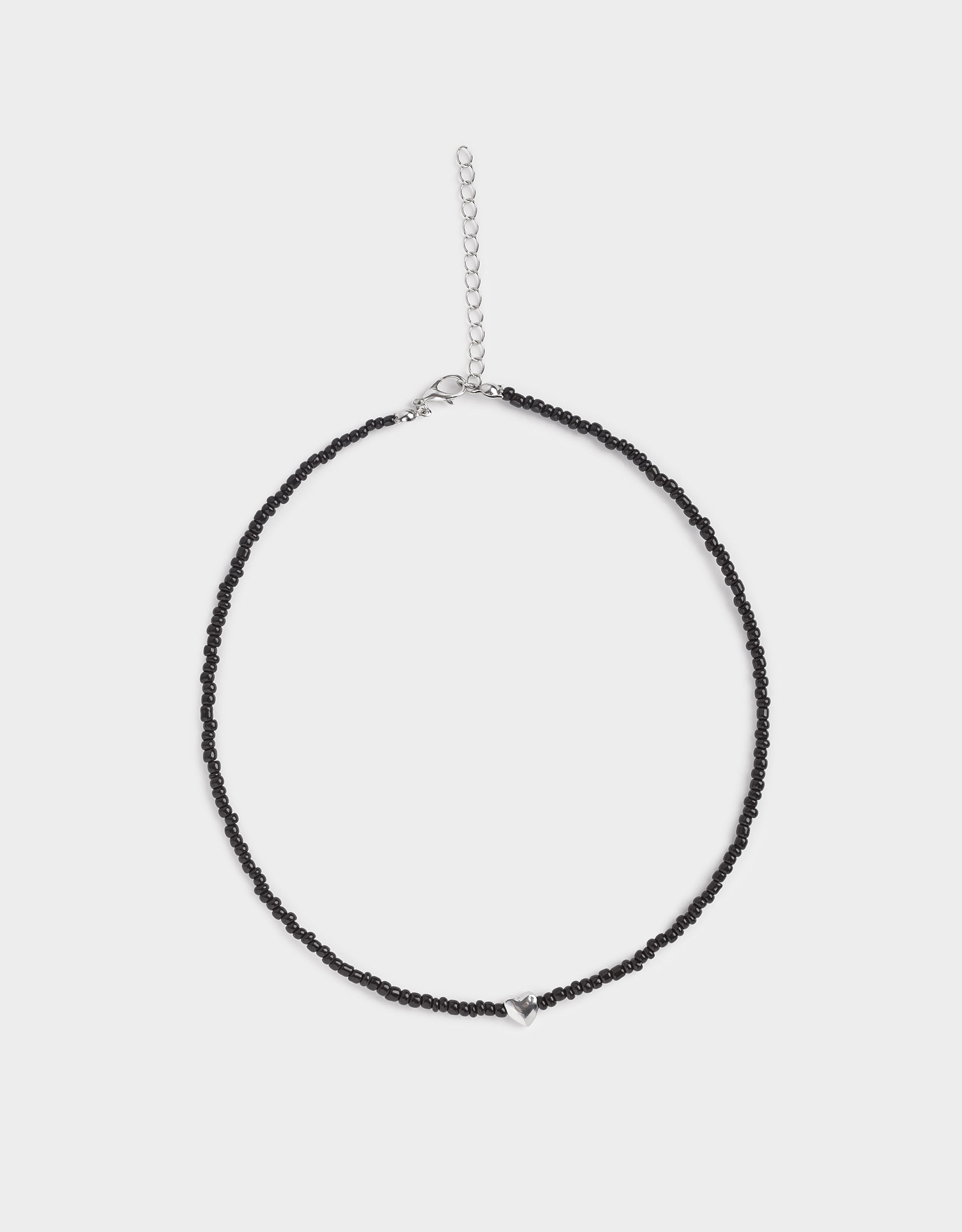 Цепочка, 44 см, с подвеской, стекло/металл, черная, Сердце, Jewelry black, image-1