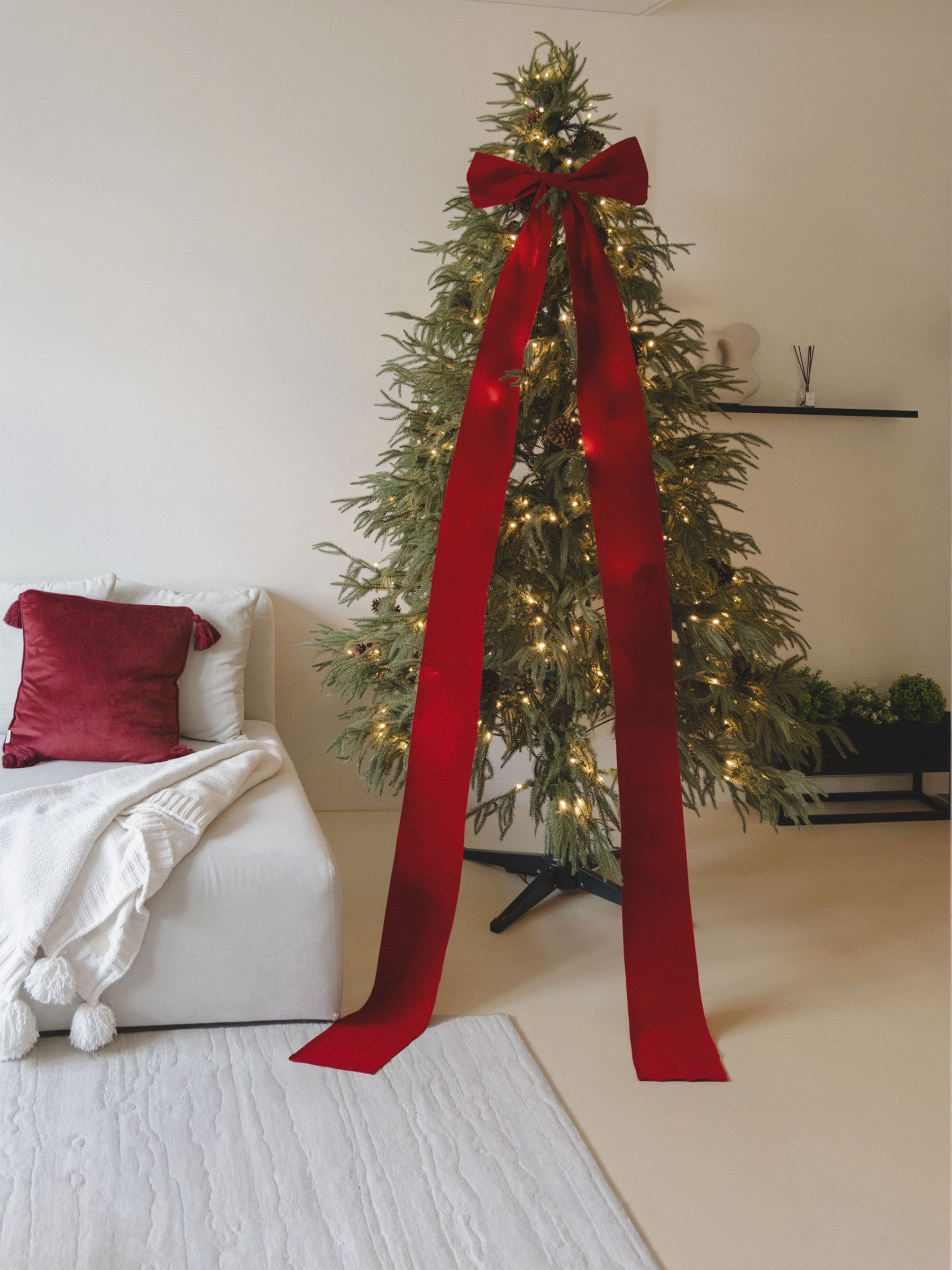 Украшение декоративное, 45x270 см, полиэстер, красное, Бант, Bow velvet, image-5