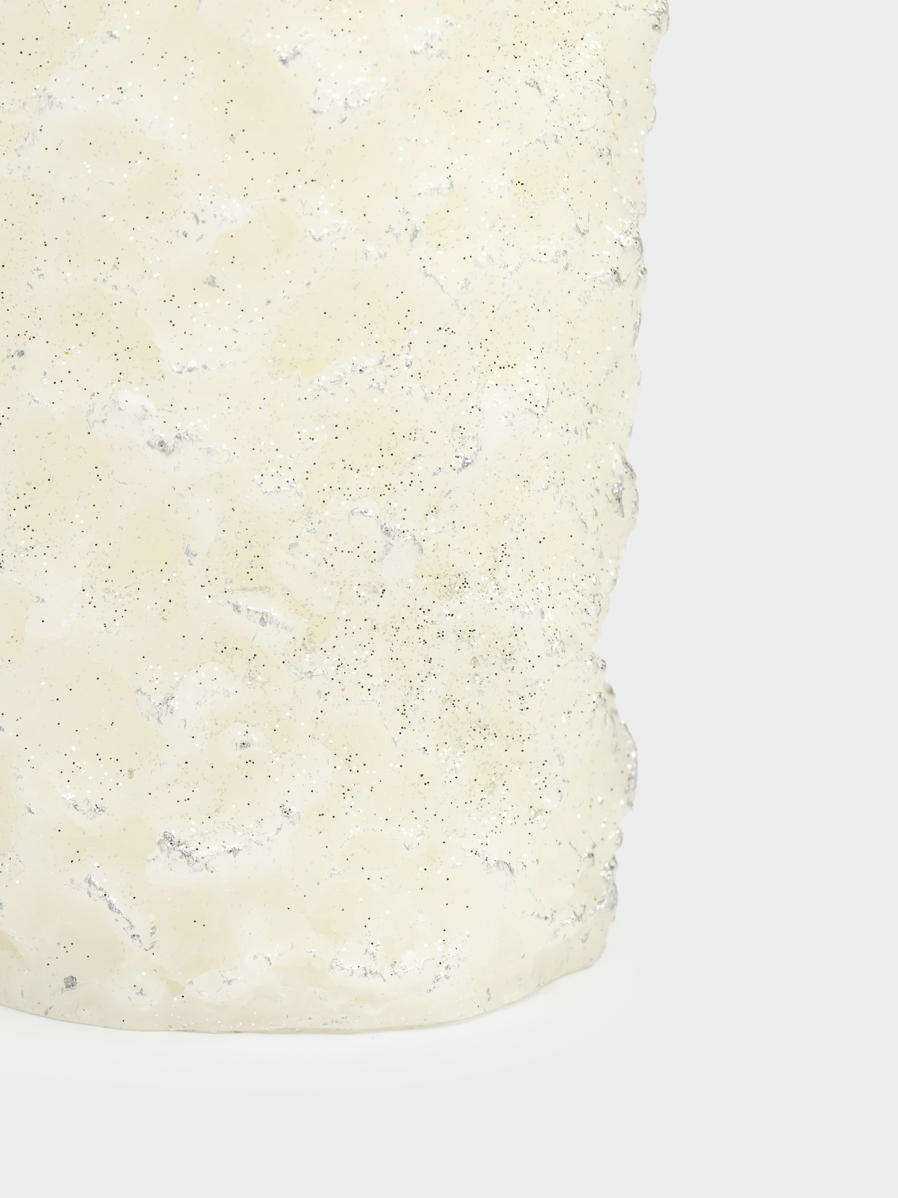 Свеча, 8х16 см, молочно-серебристая, Застывший снег, Snowy candle, image-3