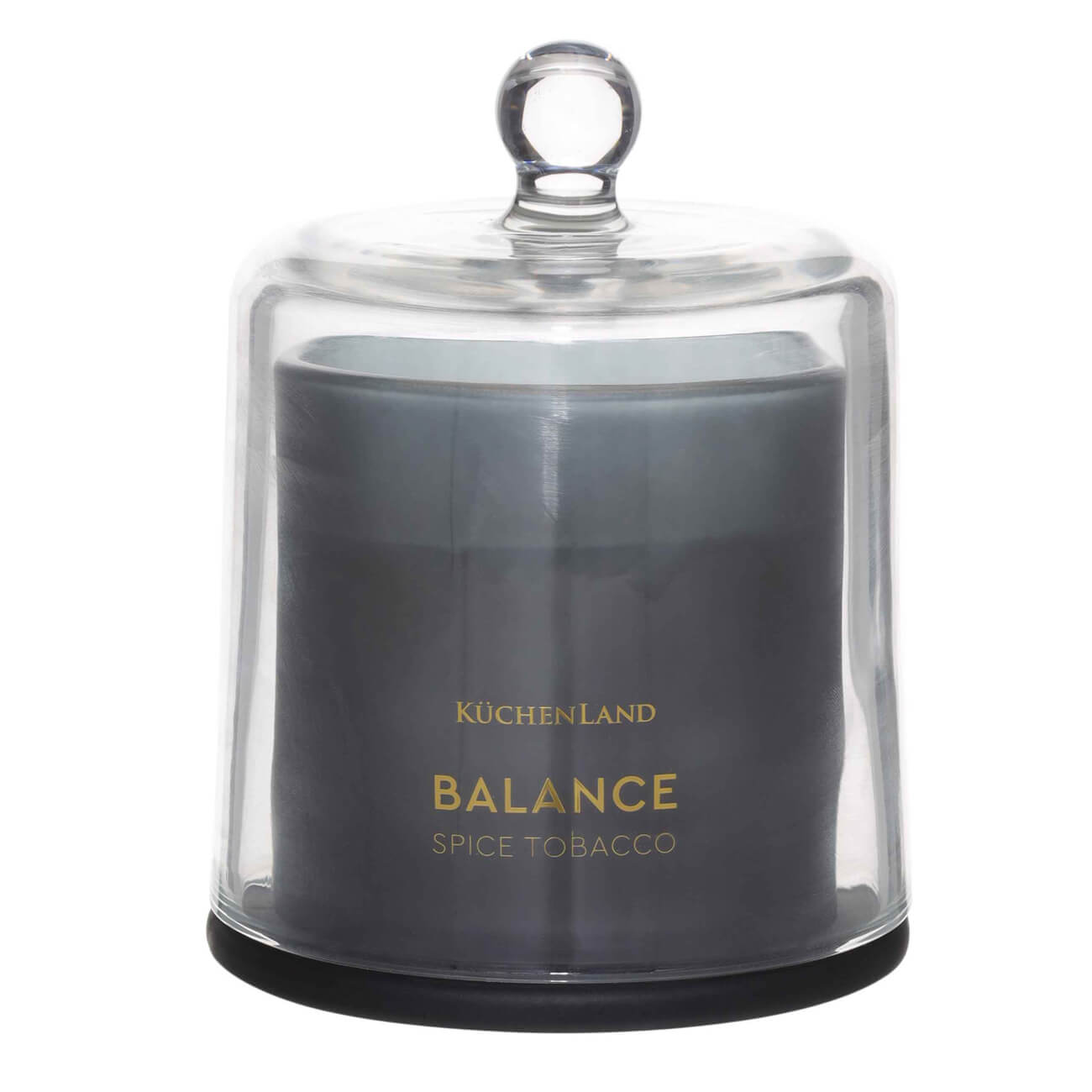 Свеча ароматическая, 12 см, в подсвечнике, под колпаком, стекло, черная, Spice Tobacco, Balance изображение № 1