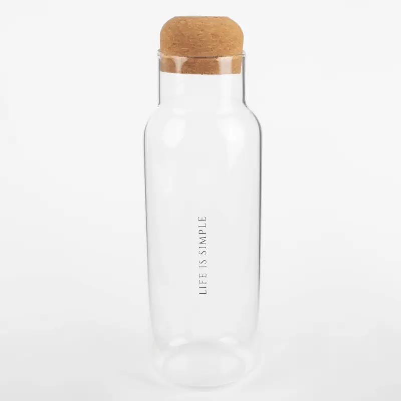 Бутылка для напитков, 1,25 л, стекло Б/пробка, Life is simple, Clear font ,image-0