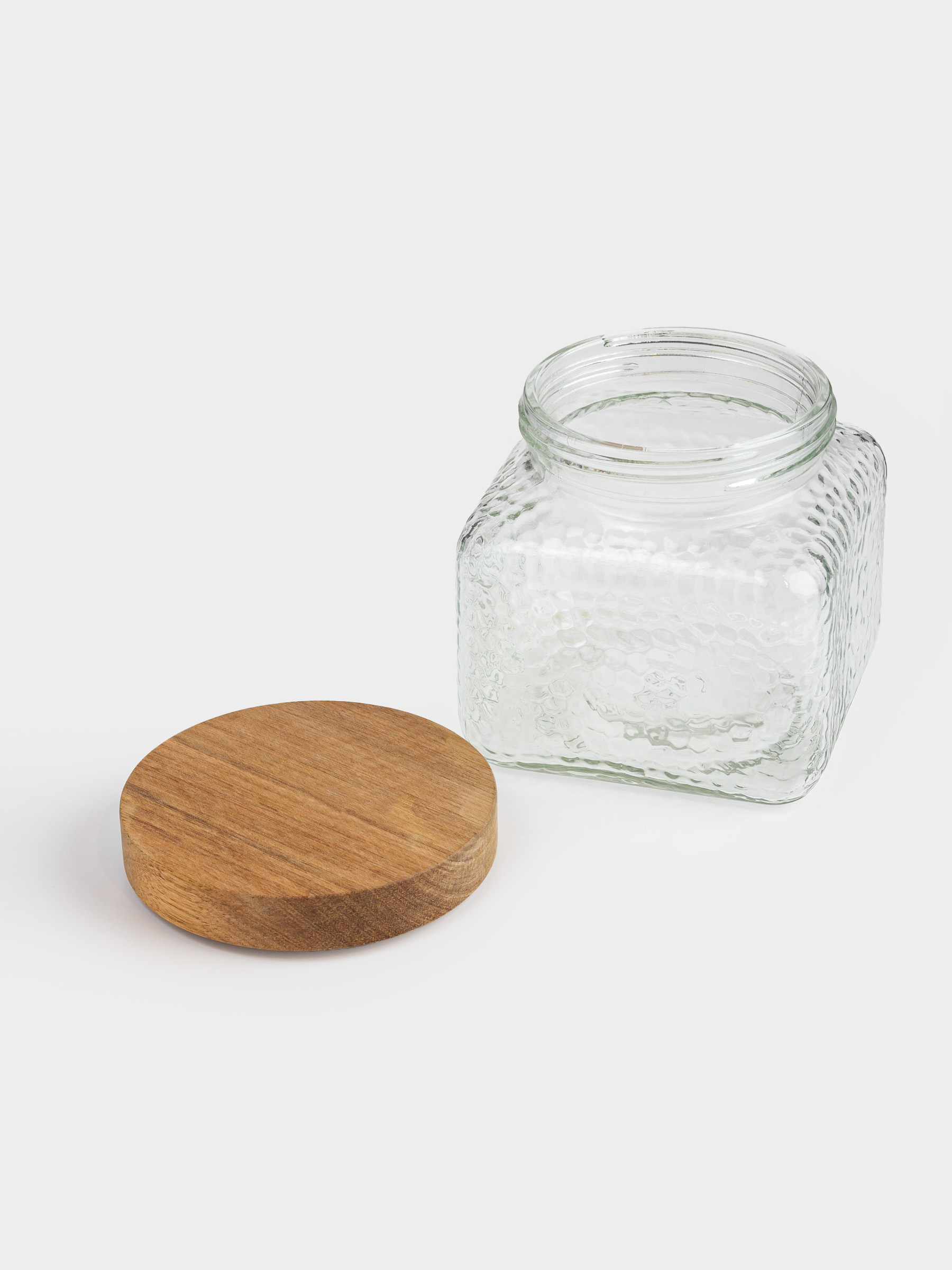 Банка для сыпучих продуктов, 1,2 л, стекло/дерево, Ripply wood, image-2