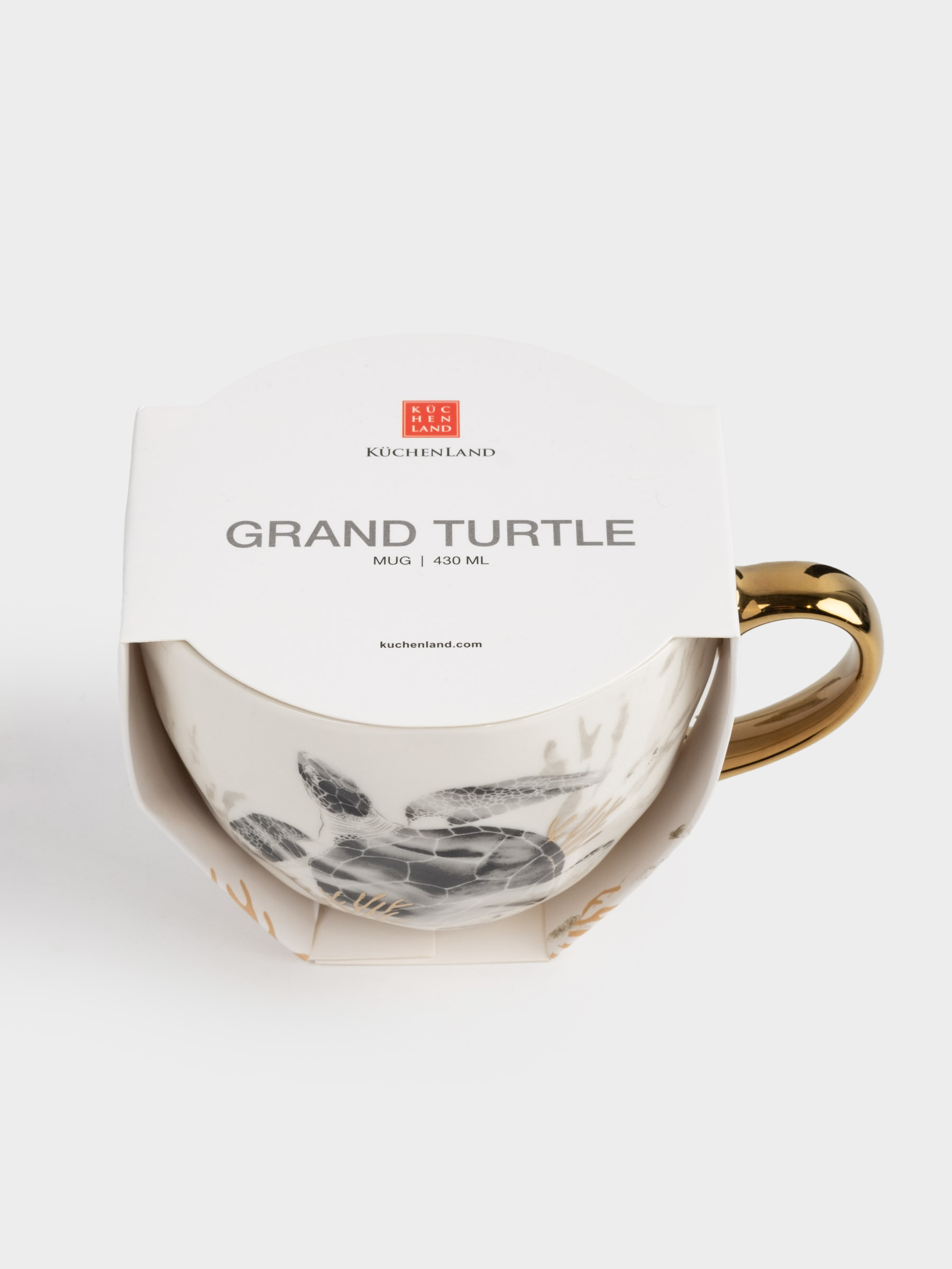 Кружка, 430 мл, фарфор N, бело-золотистая, Черепаха, Grand turtle