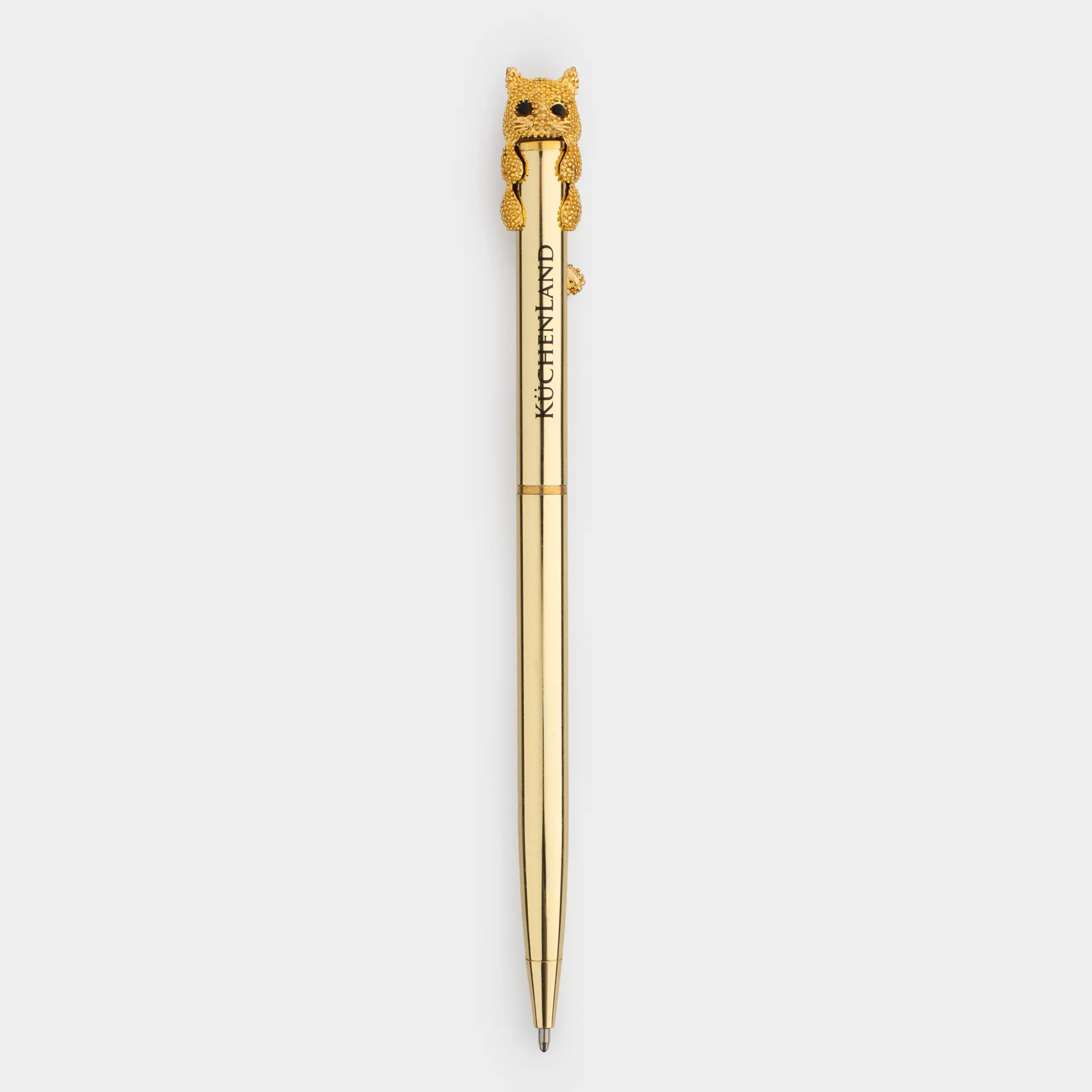Ручка шариковая, 14 см, с фигуркой, золотистая, Кот, Draw figure