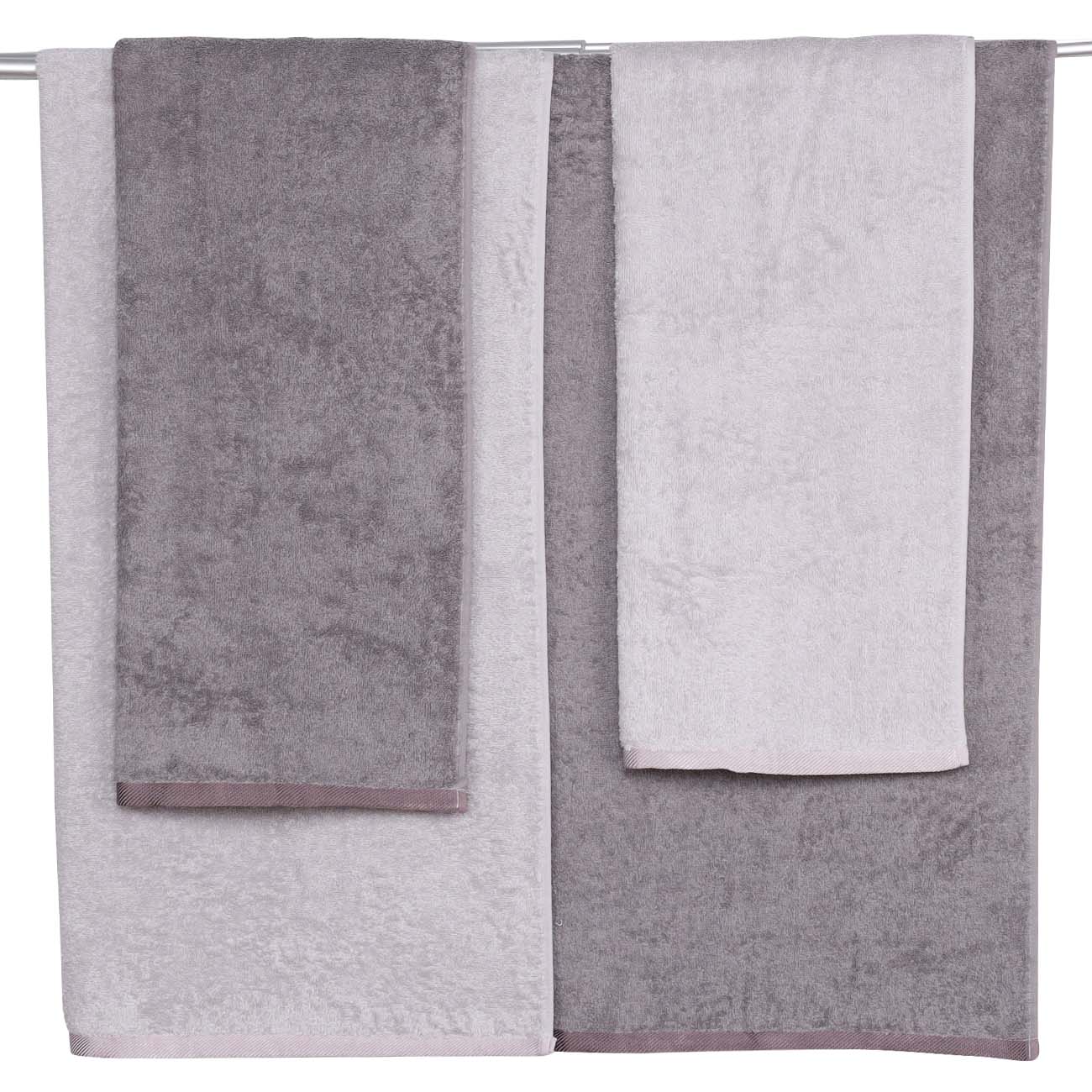 Комплект полотенец, 50х90/70х140 см, 4 шт, хлопок, серый, Wellness изображение № 2