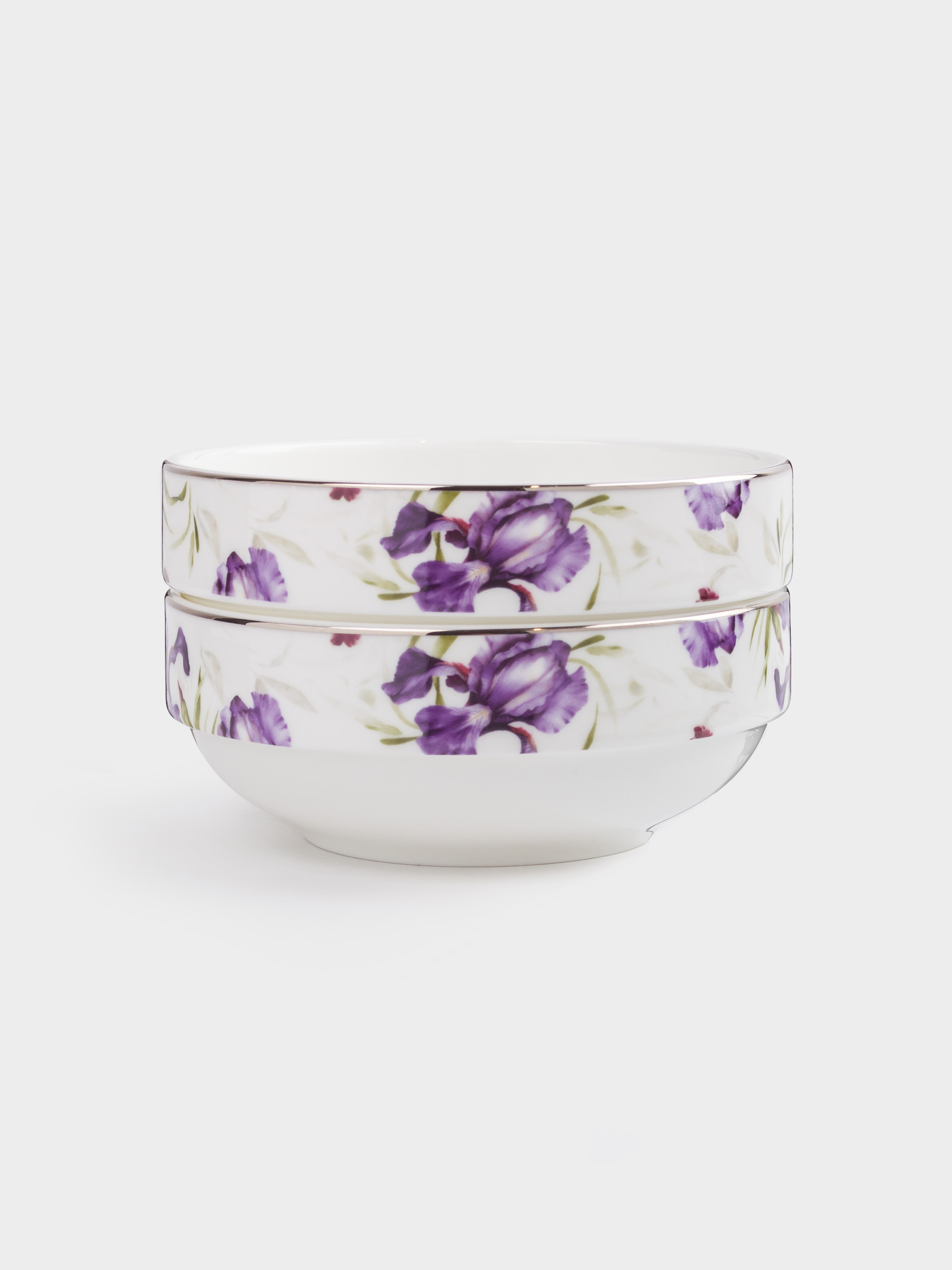 Пиала, 12х5 см, 2 шт, фарфор F, с серебристым кантом, Ирис, Antarctica Flowers, image-0