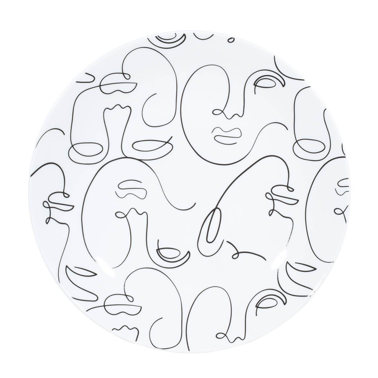 

Тарелка закусочная, 23 см, 2 шт, фарфор N, белая, Контурные лица, Face