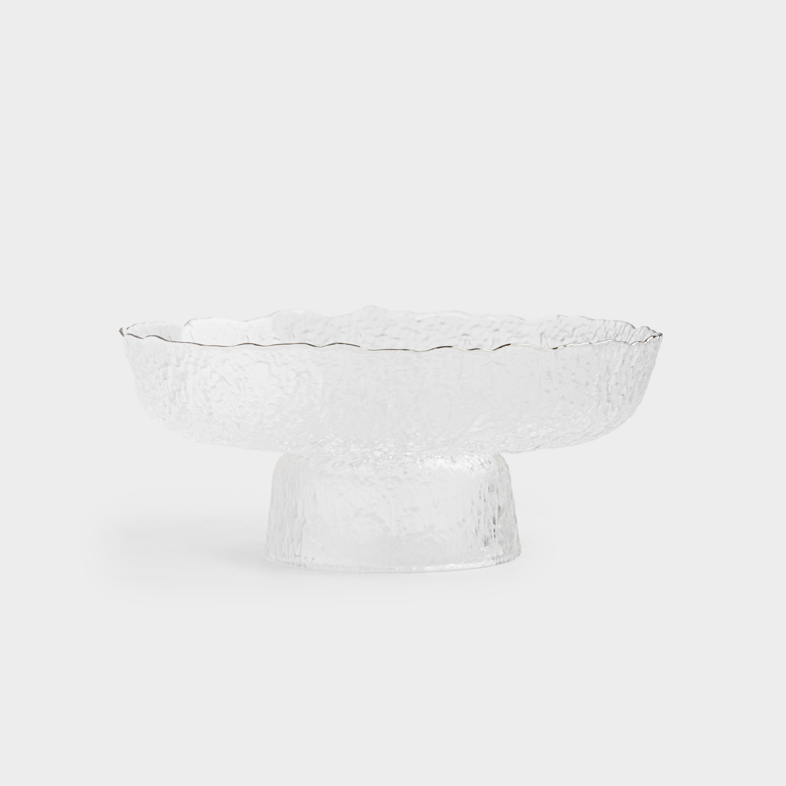 Ваза для фруктов, 20х8 см, на ножке, стекло, с серебристым кантом, Nautilus silver