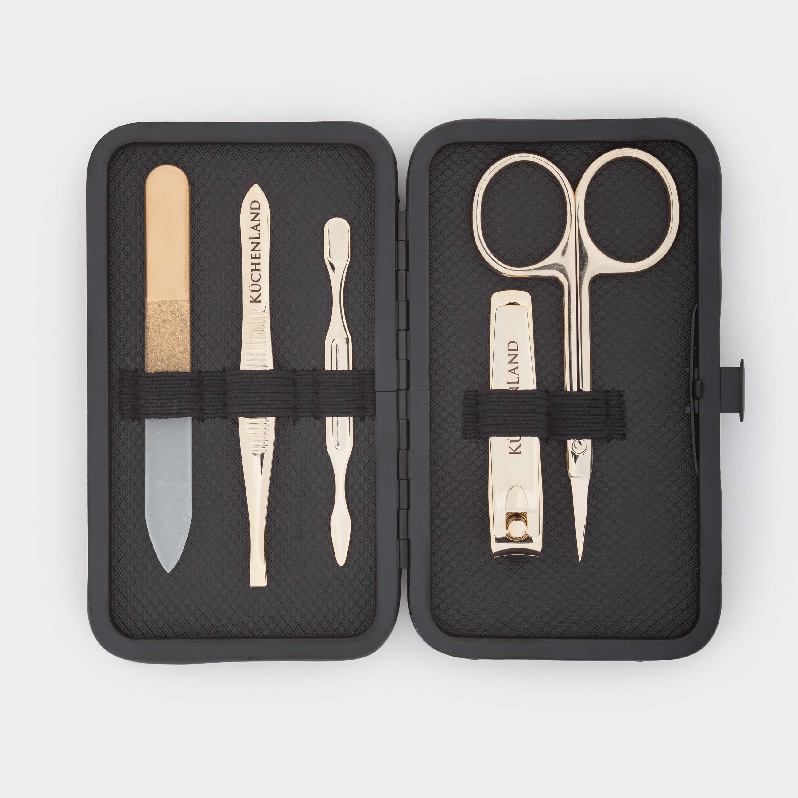 Набор маникюрный 5 пр в футляре стальполиуретан золотистый Manicure gold 1990₽