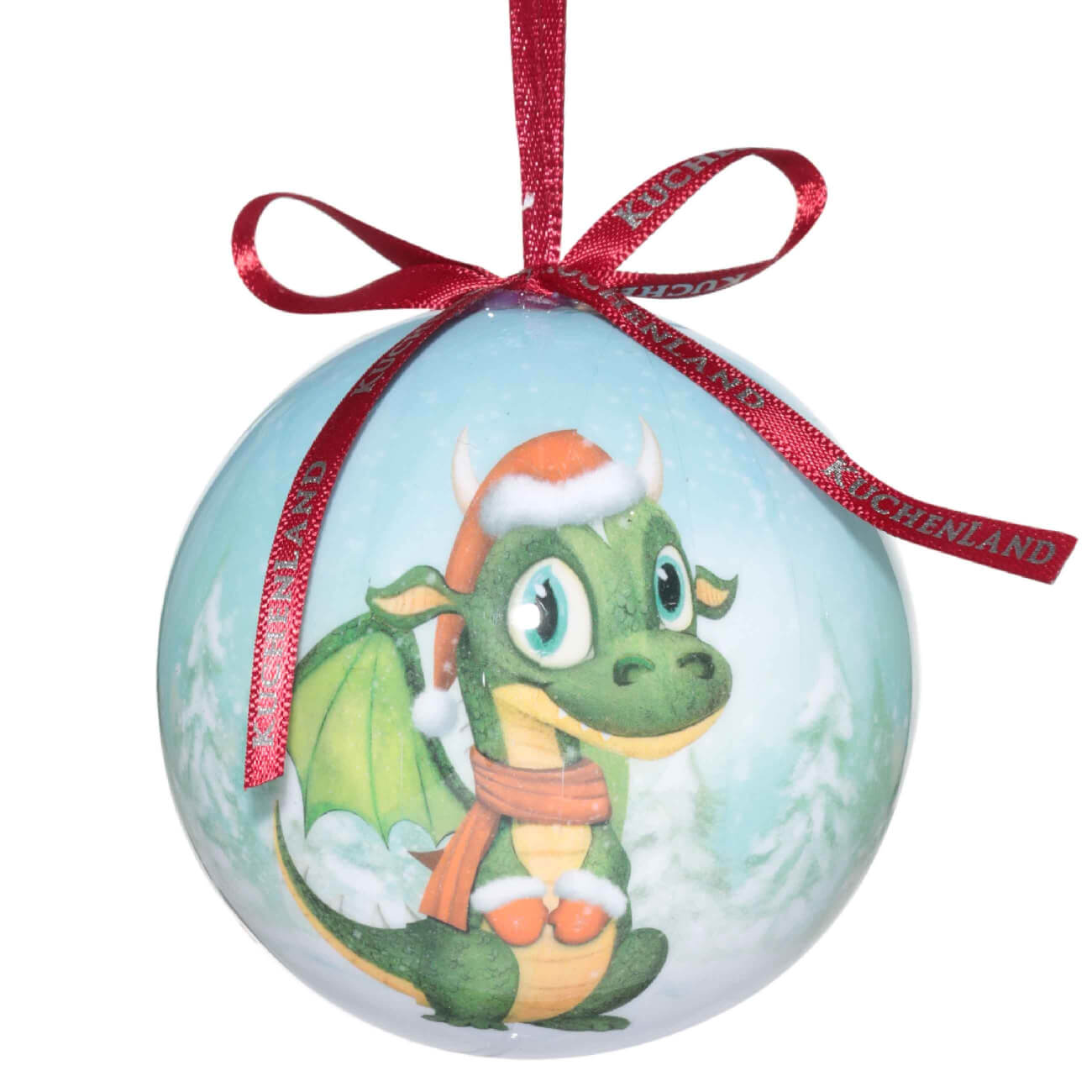 

Игрушка елочная, 7 см, пенопласт, шар, Дракон в шапке и шарфе, Ball print