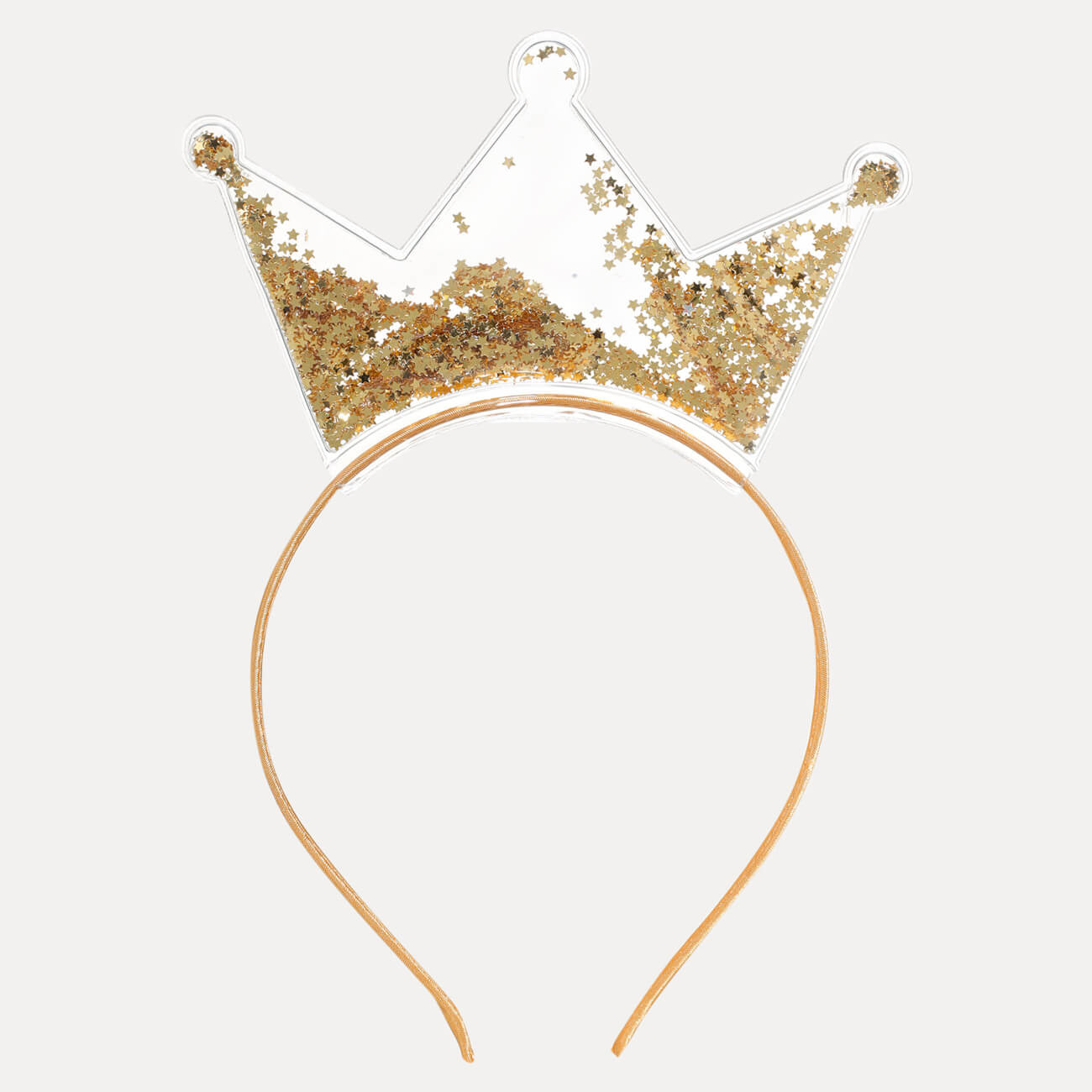 Ободок карнавальный, 12х14 см, детский, металл/ПВХ, золотистый, Корона, Princess