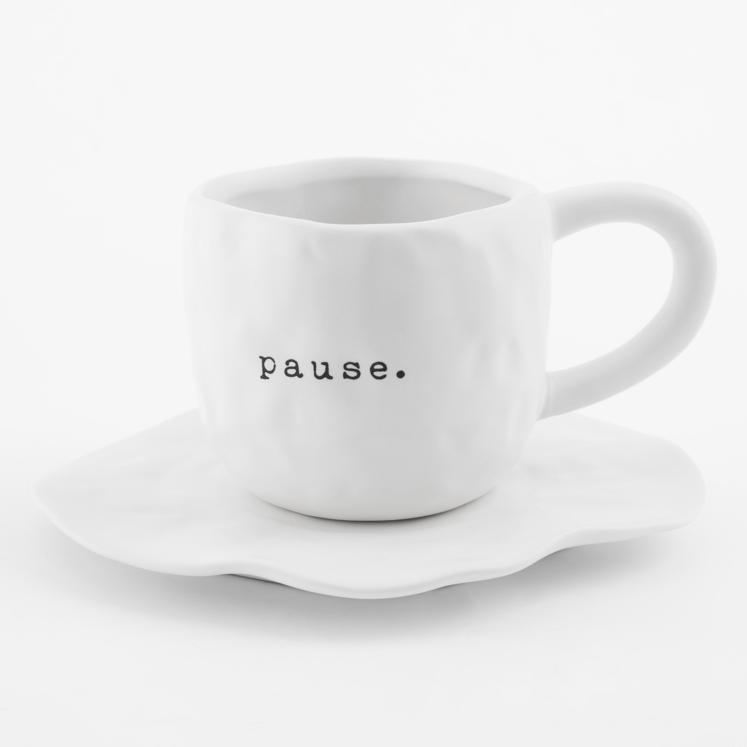 Пара чайная, 1 перс, 2 пр, 460 мл, керамика, белая, Pause, Crumple font, image-0