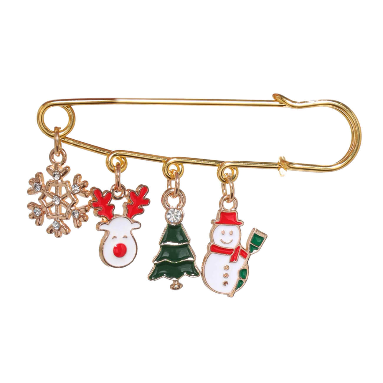 

Брошь, 8 см, с подвесками, металл/стразы, золотистая, Jewelry christmas