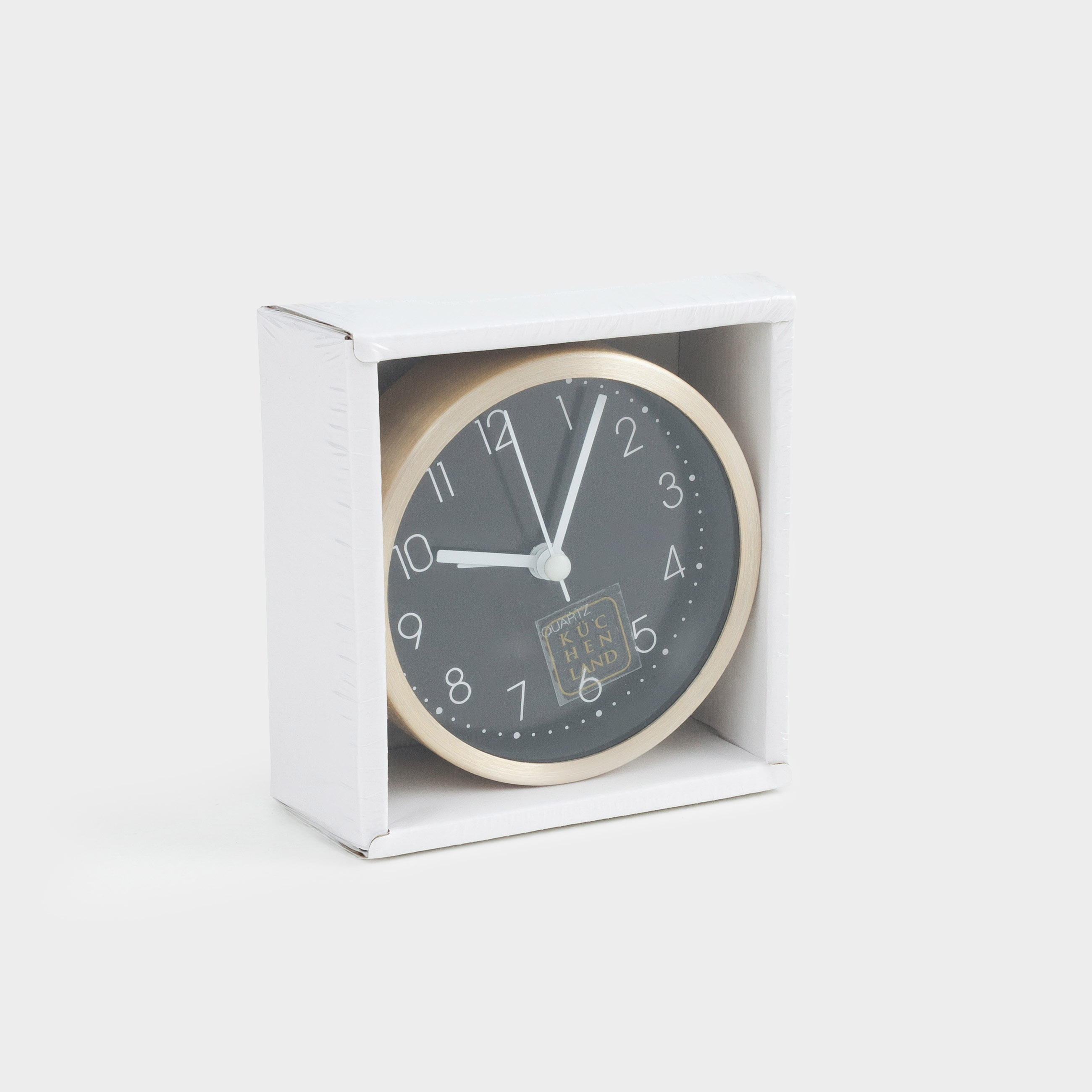 Часы-будильник, 9 см, металл/стекло, круглые, золотисто-черные, Dial, image-6