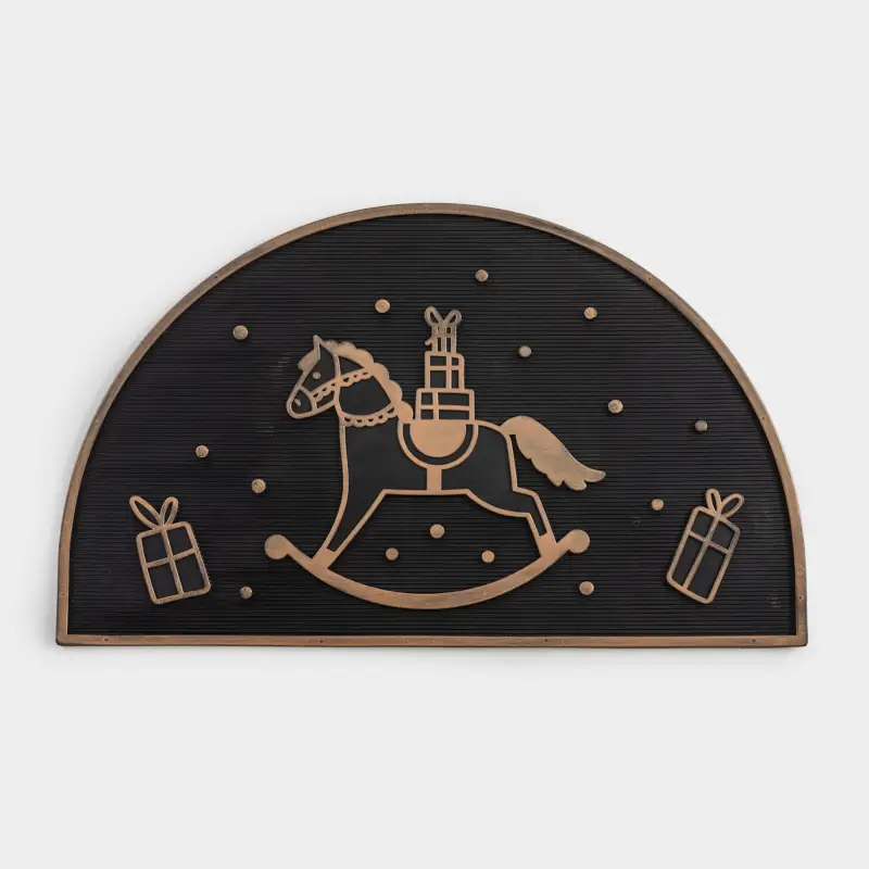 Коврик придверный 45х75 см резина полукруглый черно-серебристый Welcome Home deco 1590₽