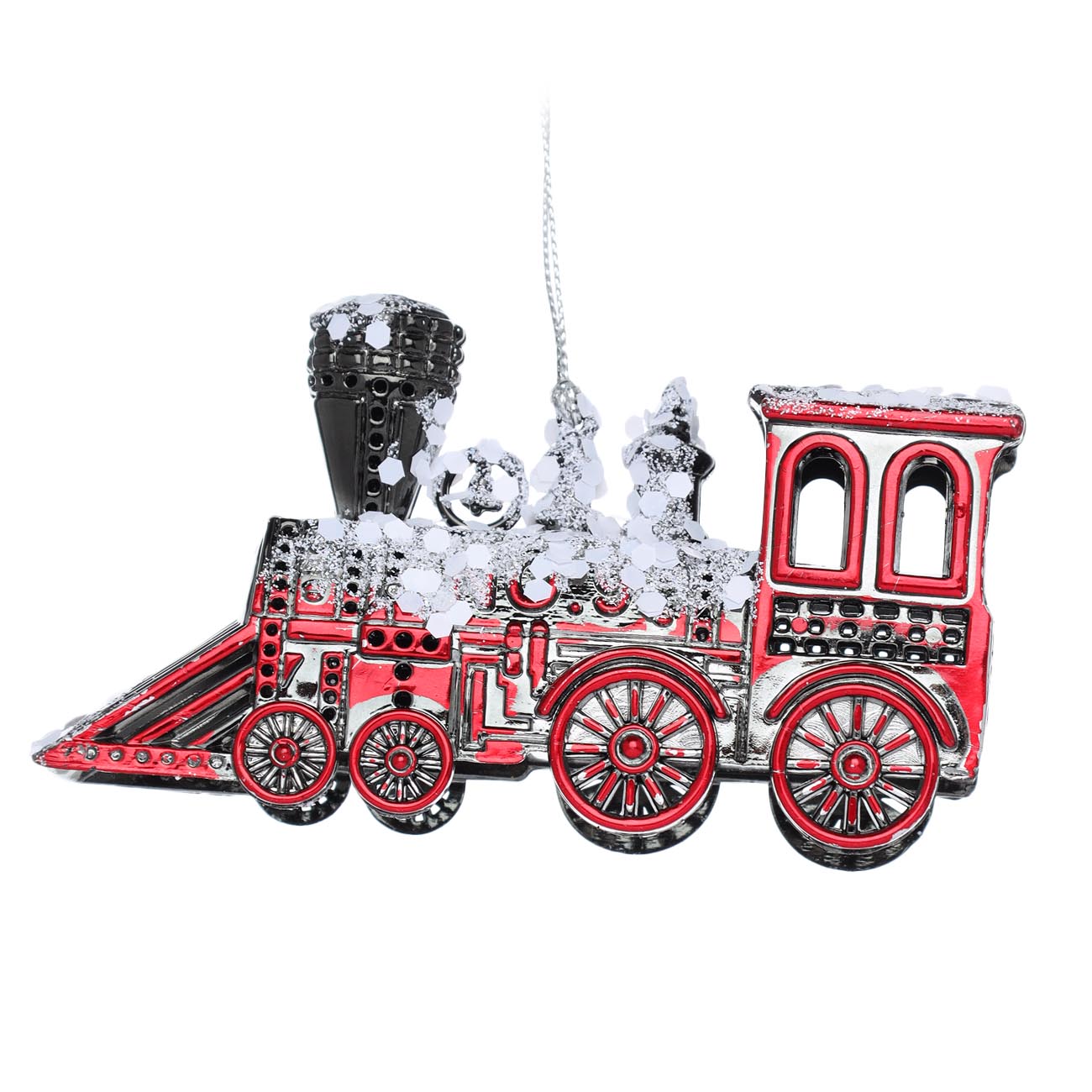 

Игрушка елочная, 12 см, акрил, красная, Паровоз, Bright toys