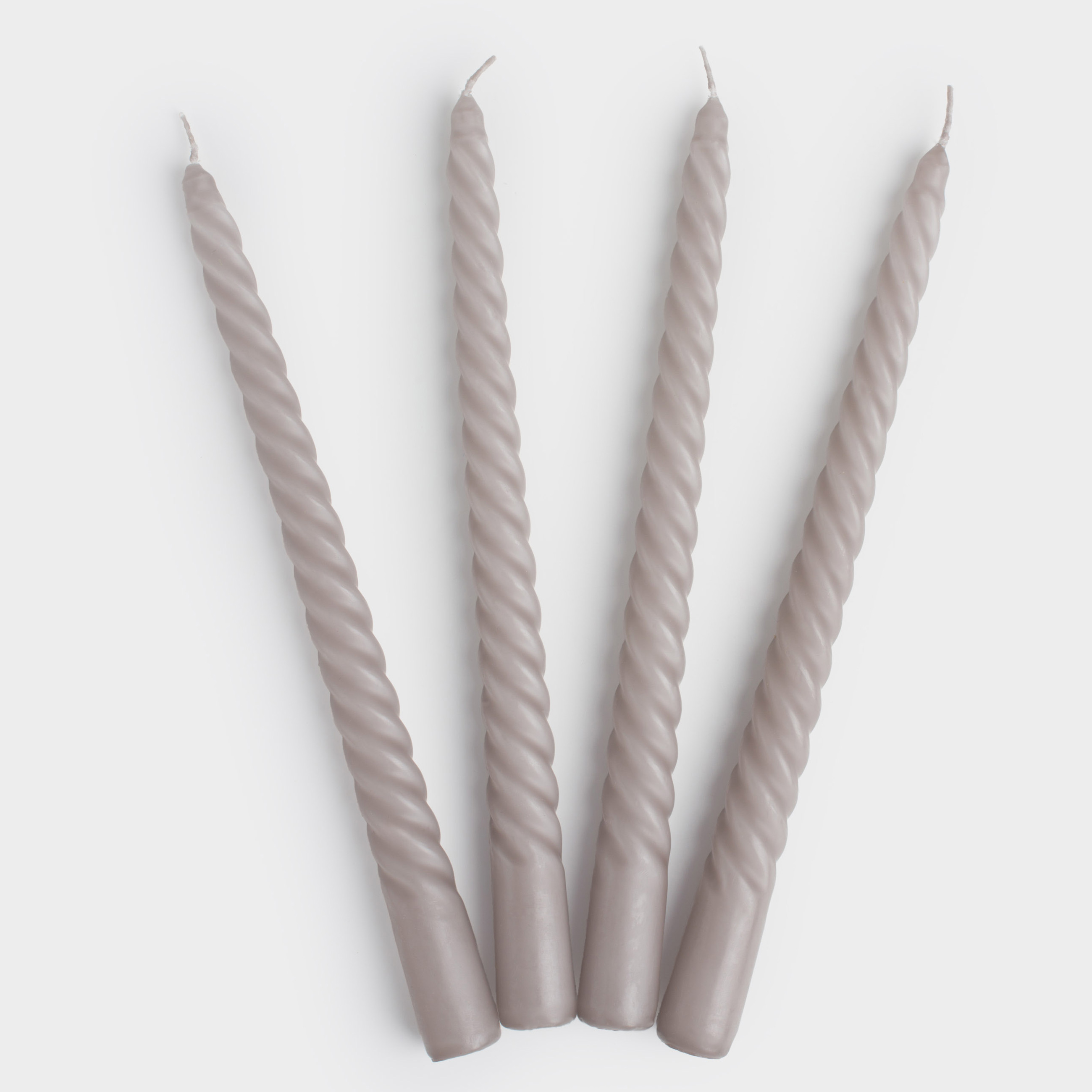 Свеча, 25 см, 4 шт, тонкая, серая, Спираль, Spiral shape, image-2