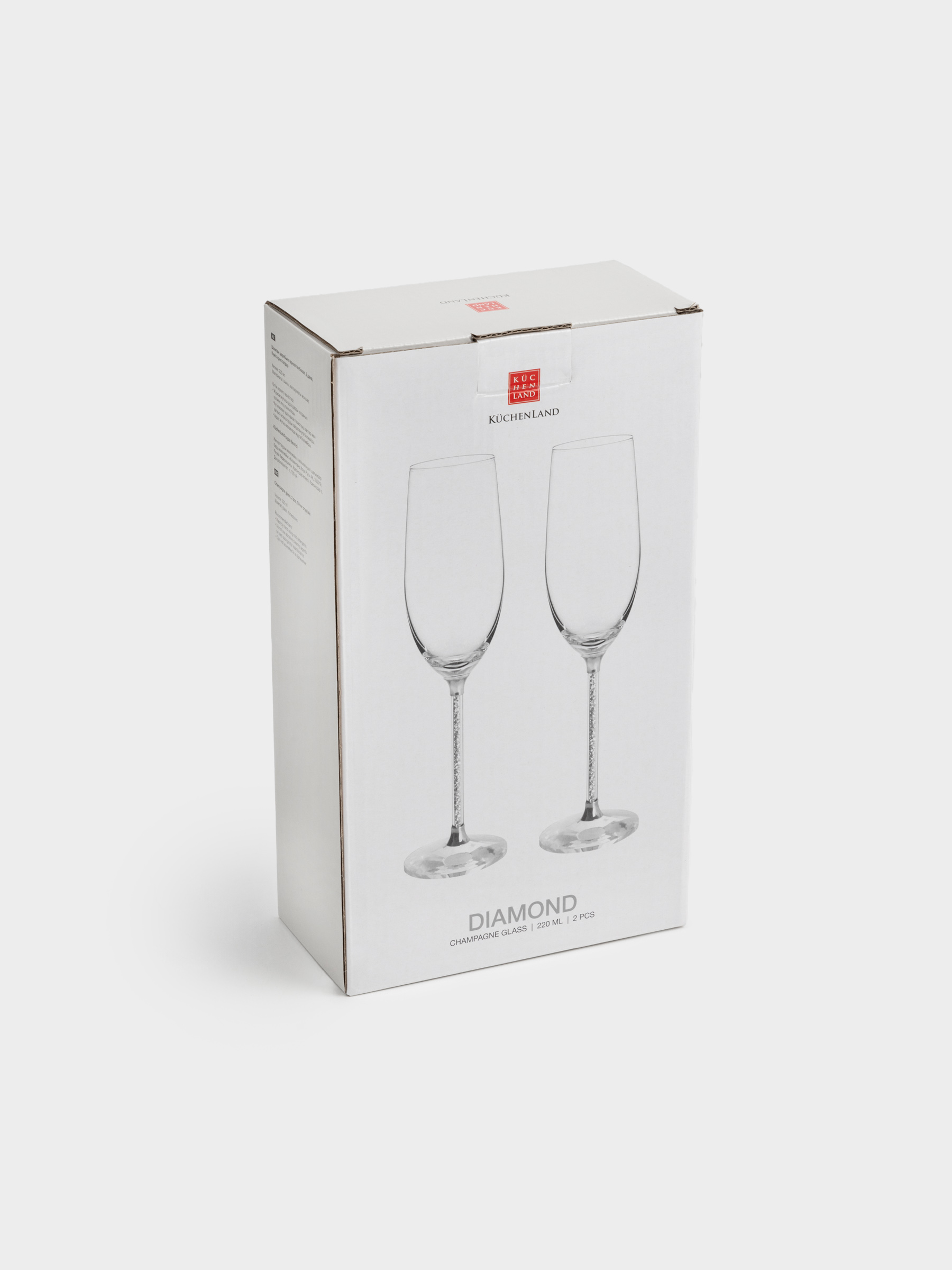 Бокал для шампанского, 220 мл, 2 шт, стекло/стразы, Серебристые кристаллы, Diamond, image-4