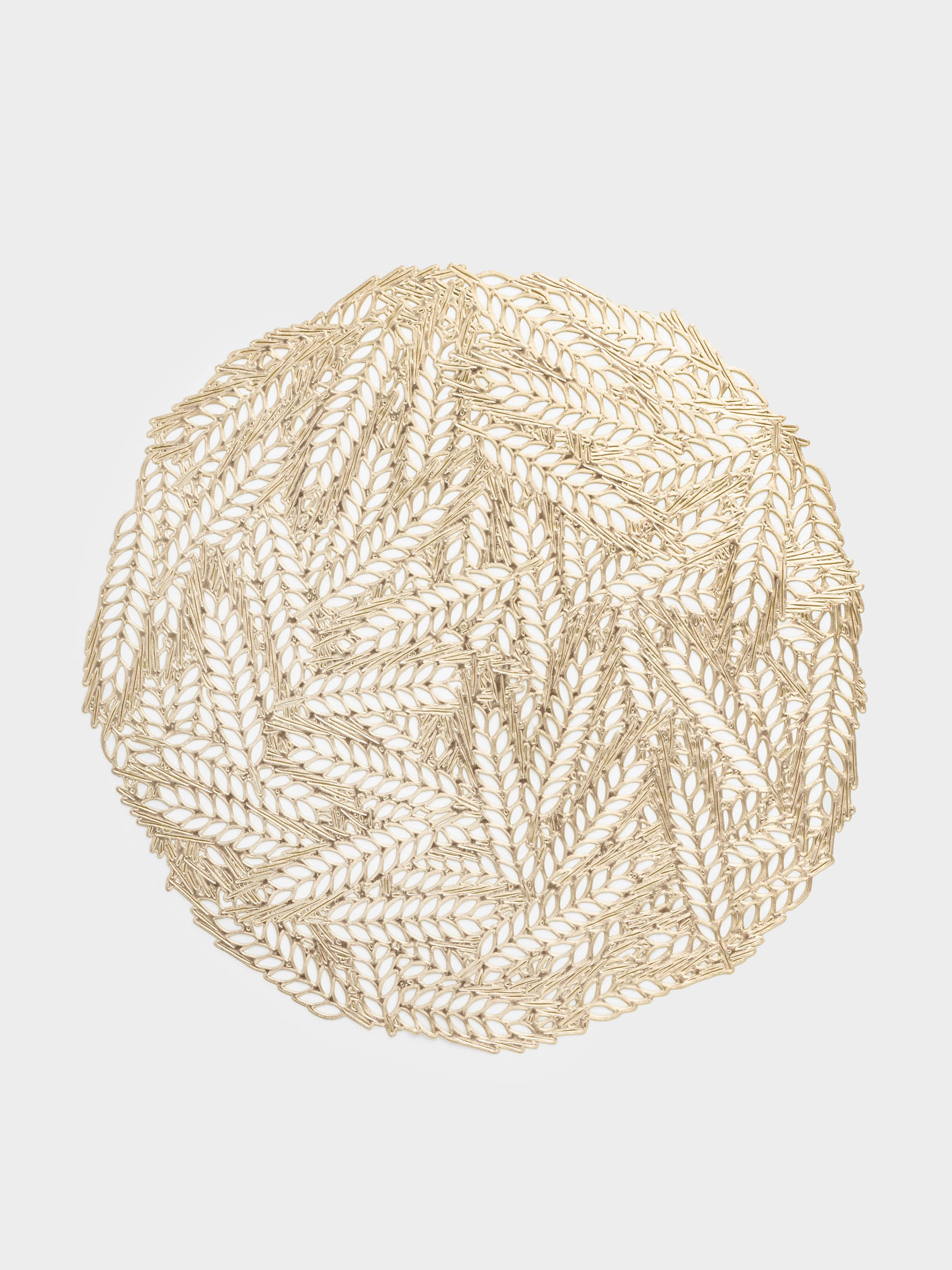 Салфетка под приборы, 38 см, ПВХ, круглая, золотистая, Колосья, Azhur Grid, image-0