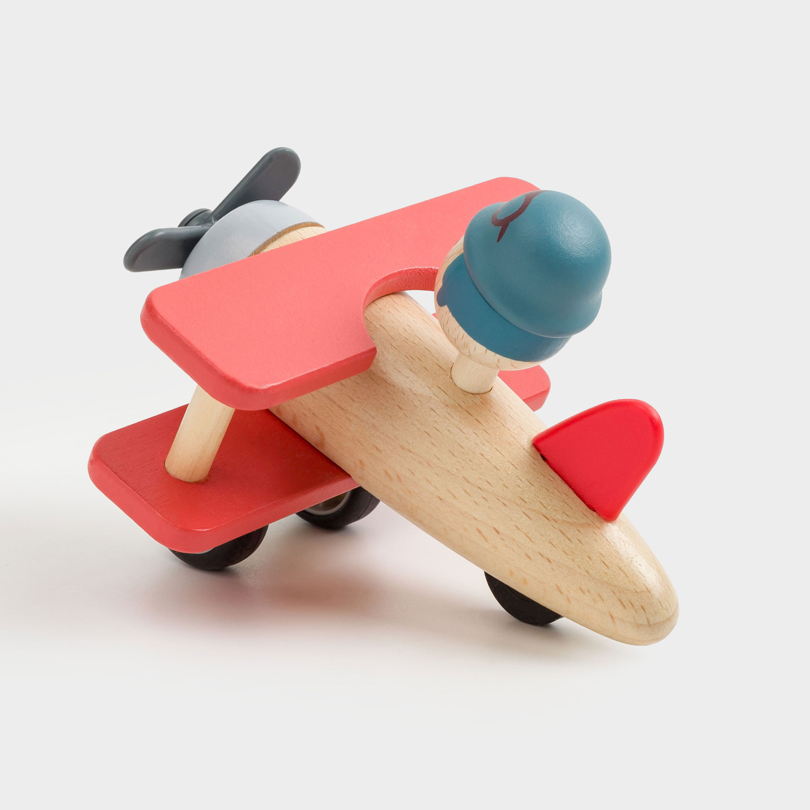 Игрушка, 13х11 см, дерево, красный, Самолетик, Kiddy, image-4