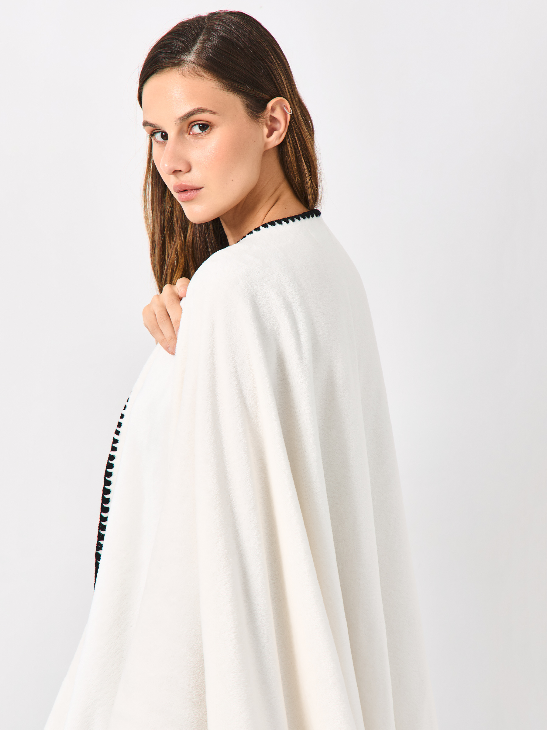 Пончо, 75х140 см, флис, молочное, Fleece poncho, image-5