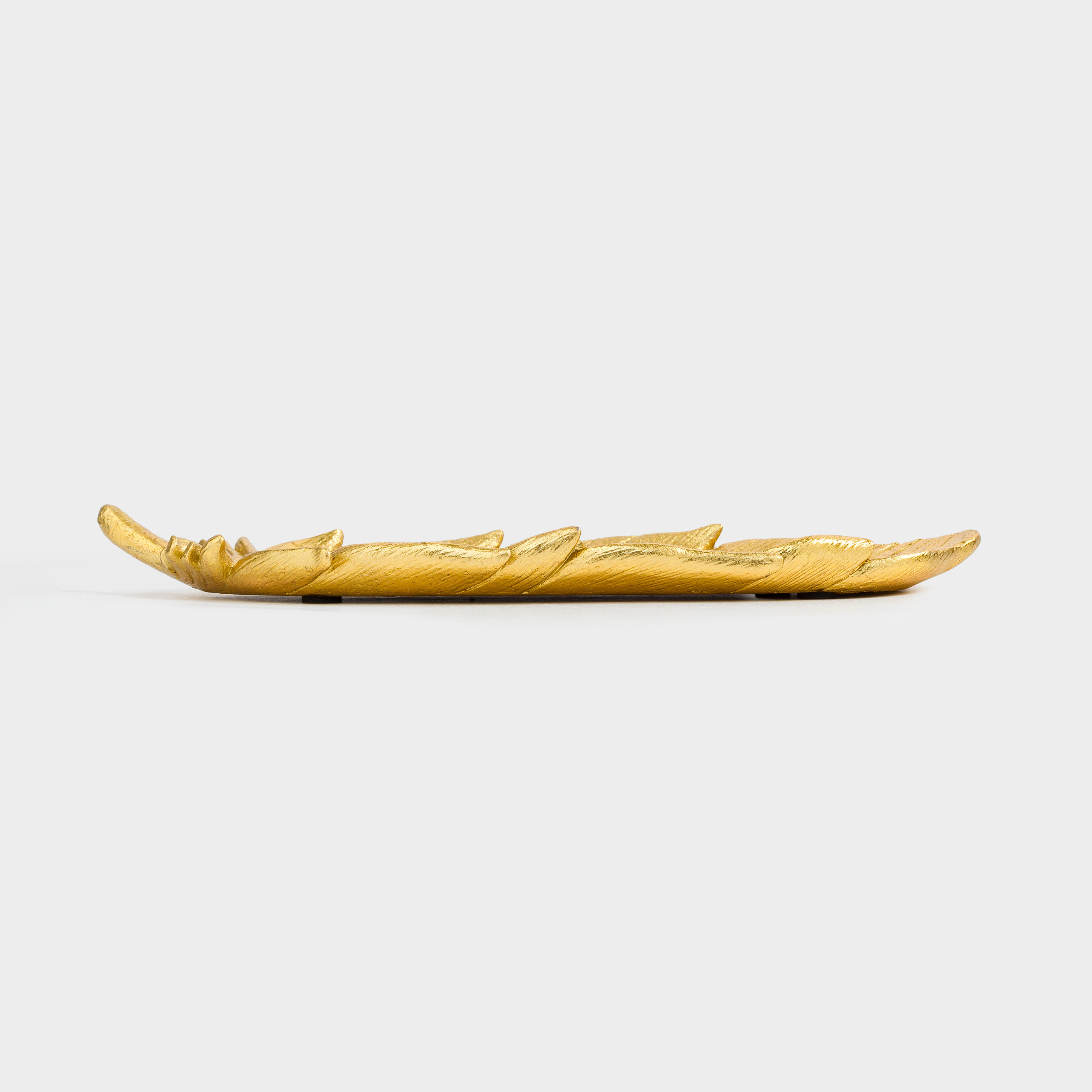 Блюдо декоративное, 25 см, полирезин, золотистое, Перо, Feather, image-3
